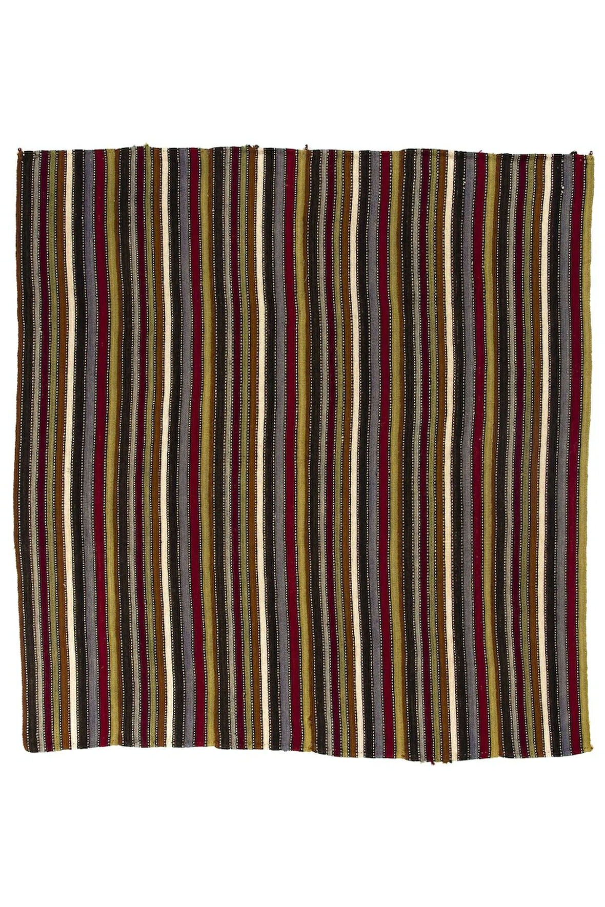 168x178 cm Eski El Dokuması Kilim, Benzersiz Düz Dokuma Çok Renkli ve Çizgi Desenli Kilim