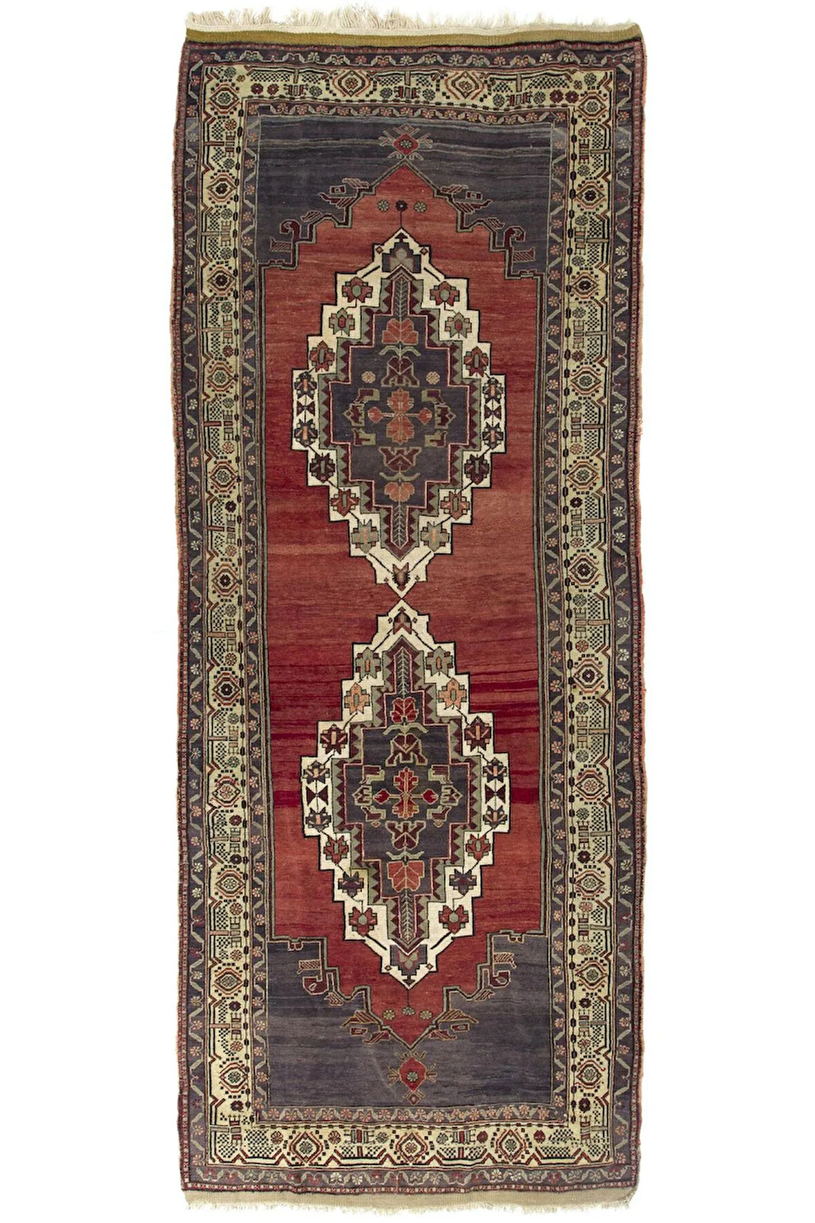 159x382 cm El yapımı Eski Alan Halısı. Türünün Tek örneği Oryantal Halı