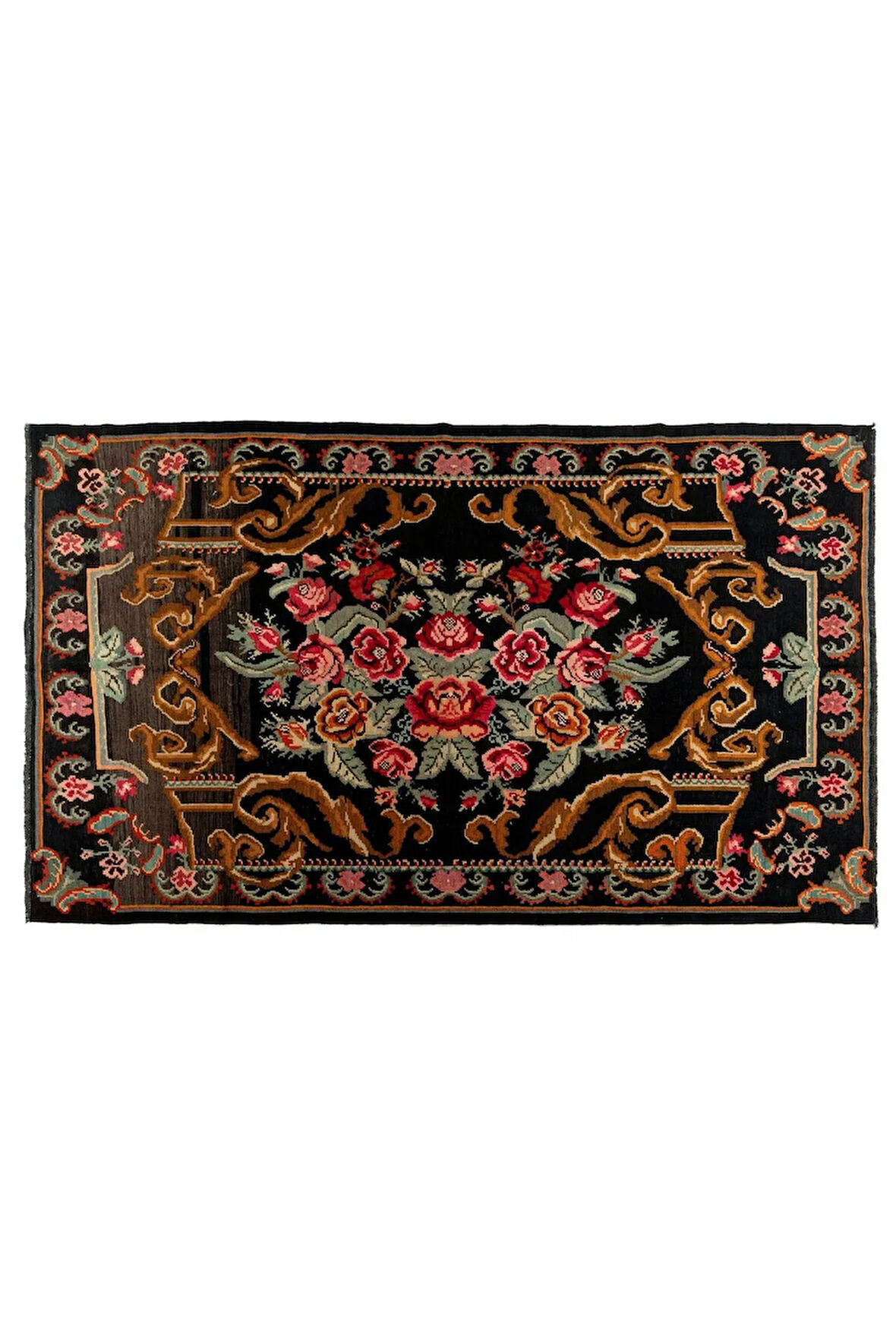 169x283 cm Türünün Tek Örneği Eski Duvar Askısı, Çiçekli Kilim, El Dokuma Moldova Kilimi, %100 Yün