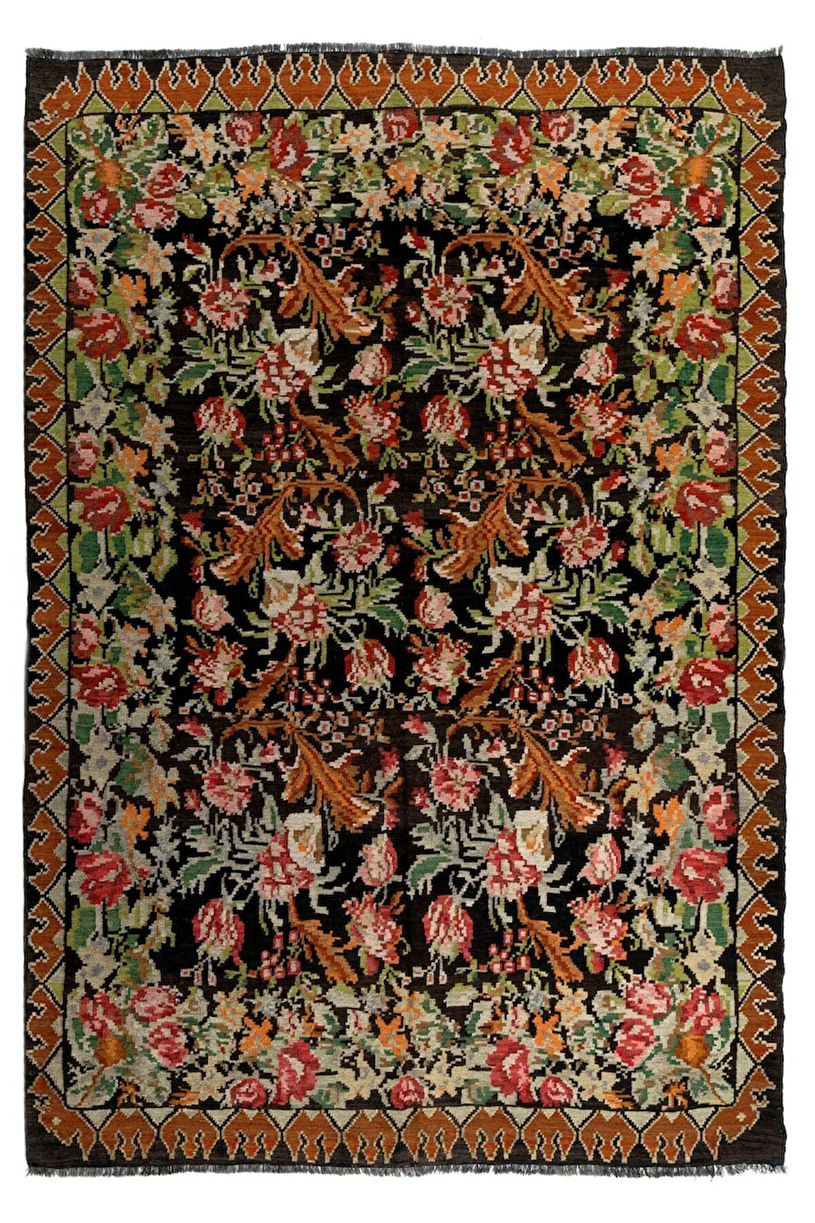 208x295 cm Türünün Tek Örneği Eski Duvar Askısı, Çiçekli Kilim, El Dokuma Moldova Kilimi, %100 Yün