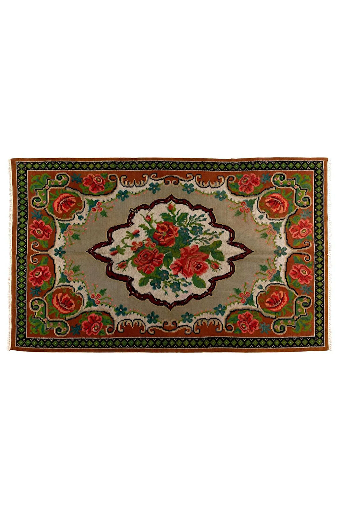 160x262 cm Türünün Tek Örneği Eski Duvar Askısı, Çiçekli Kilim, El Dokuma Moldova Kilimi, %100 Yün