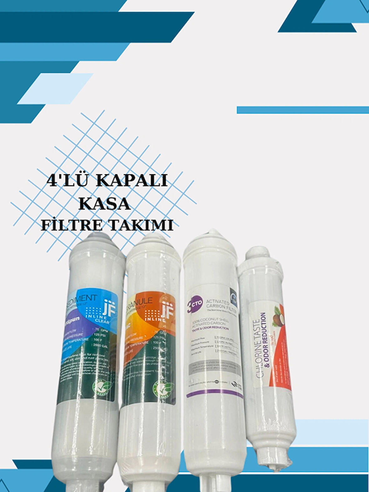 Kapalı Kasa Su Arıtma Cihazı Inline Filtre Seti, Tatlandırıcı Filtre 4lü (SET)