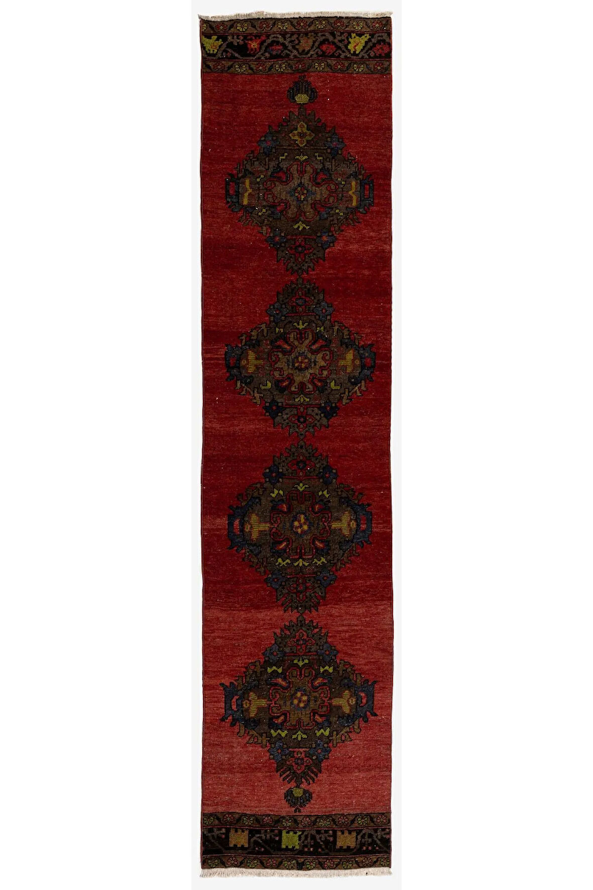 75x342 cm Koridor dekoru için el yapımı Eski Yolluk Halı, Antre Hol Halı