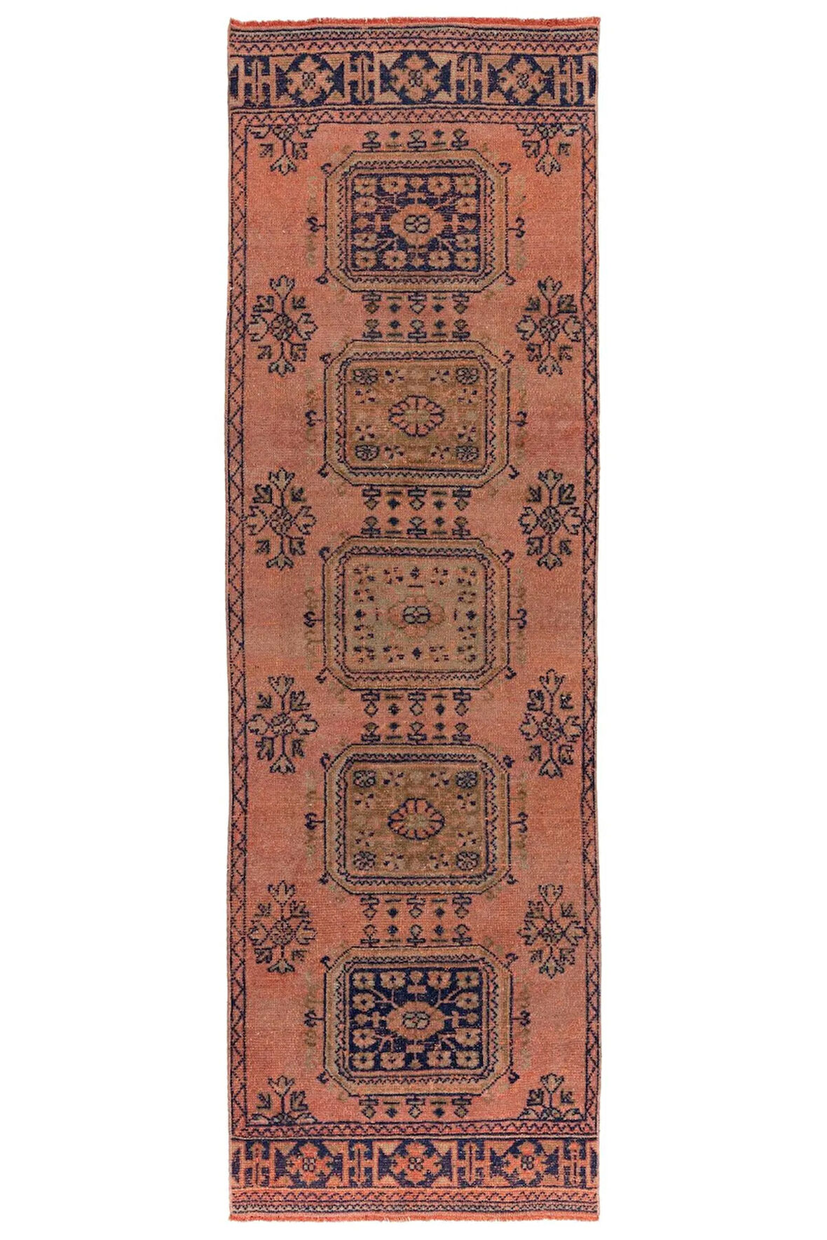 100x320 cm Koridor için bir çift el yapımı Anadolu yolluk halısı. Eski Koridor Halısı, %100 Yün