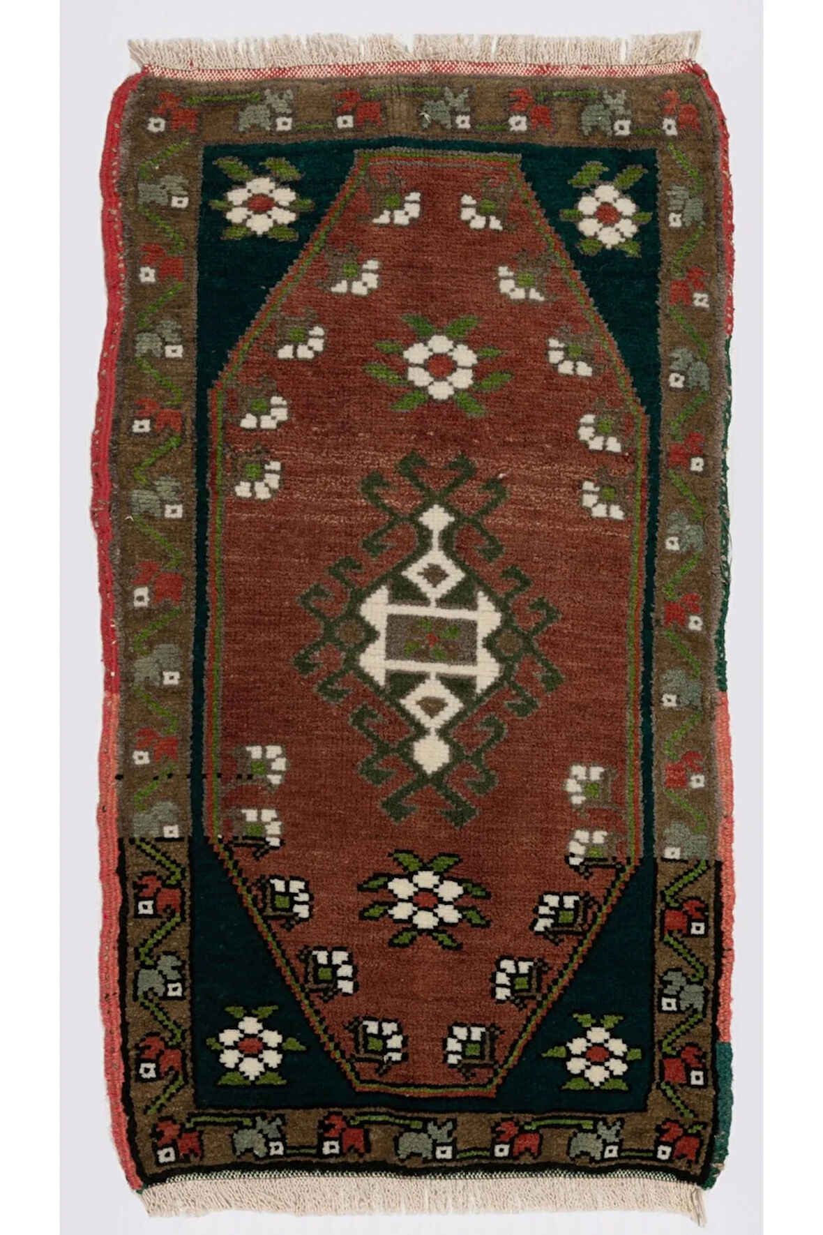 43x78 cm Eski El Yapımı Halı, Dekoratif Paspas Halı, Minder Örtüsü
