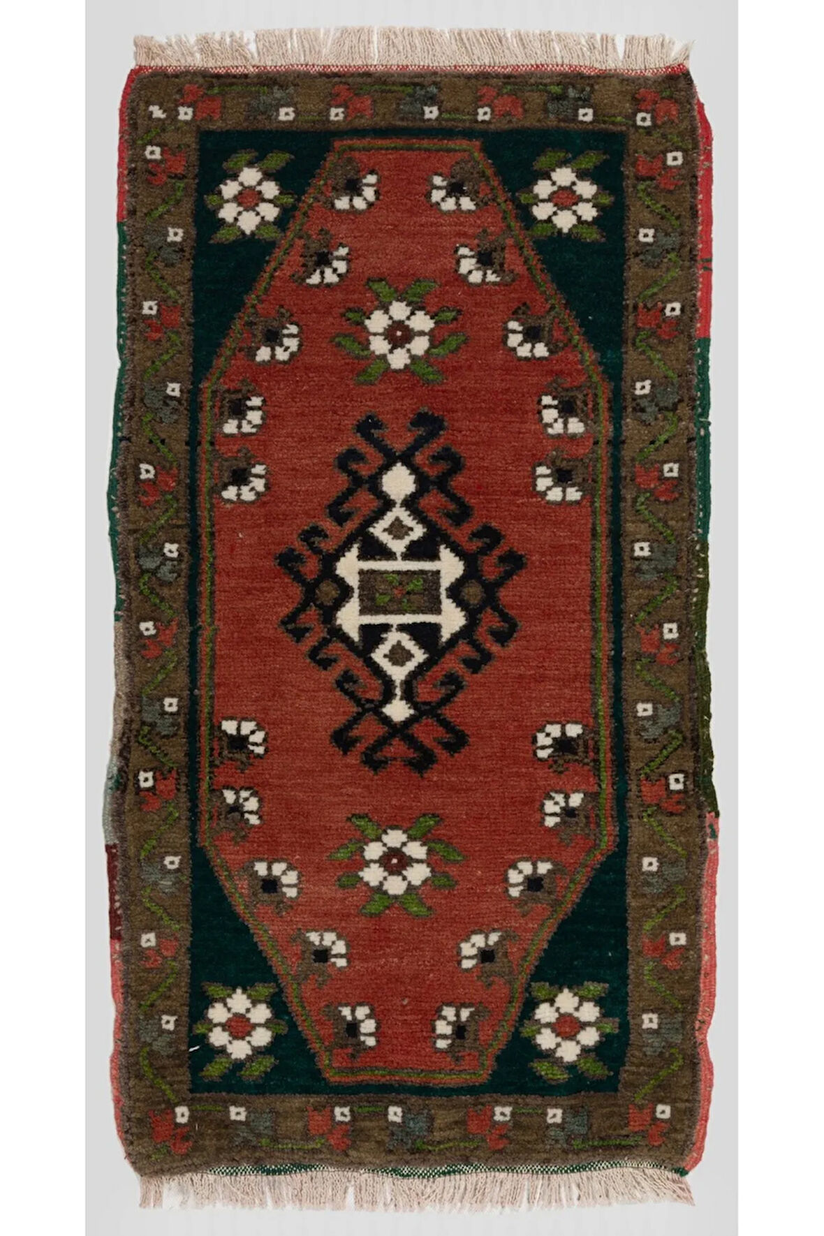 44x80 cm El yapımı Anadolu'dan Halı. Türk Koltuk Örtüsü veya Minder Örtüsü