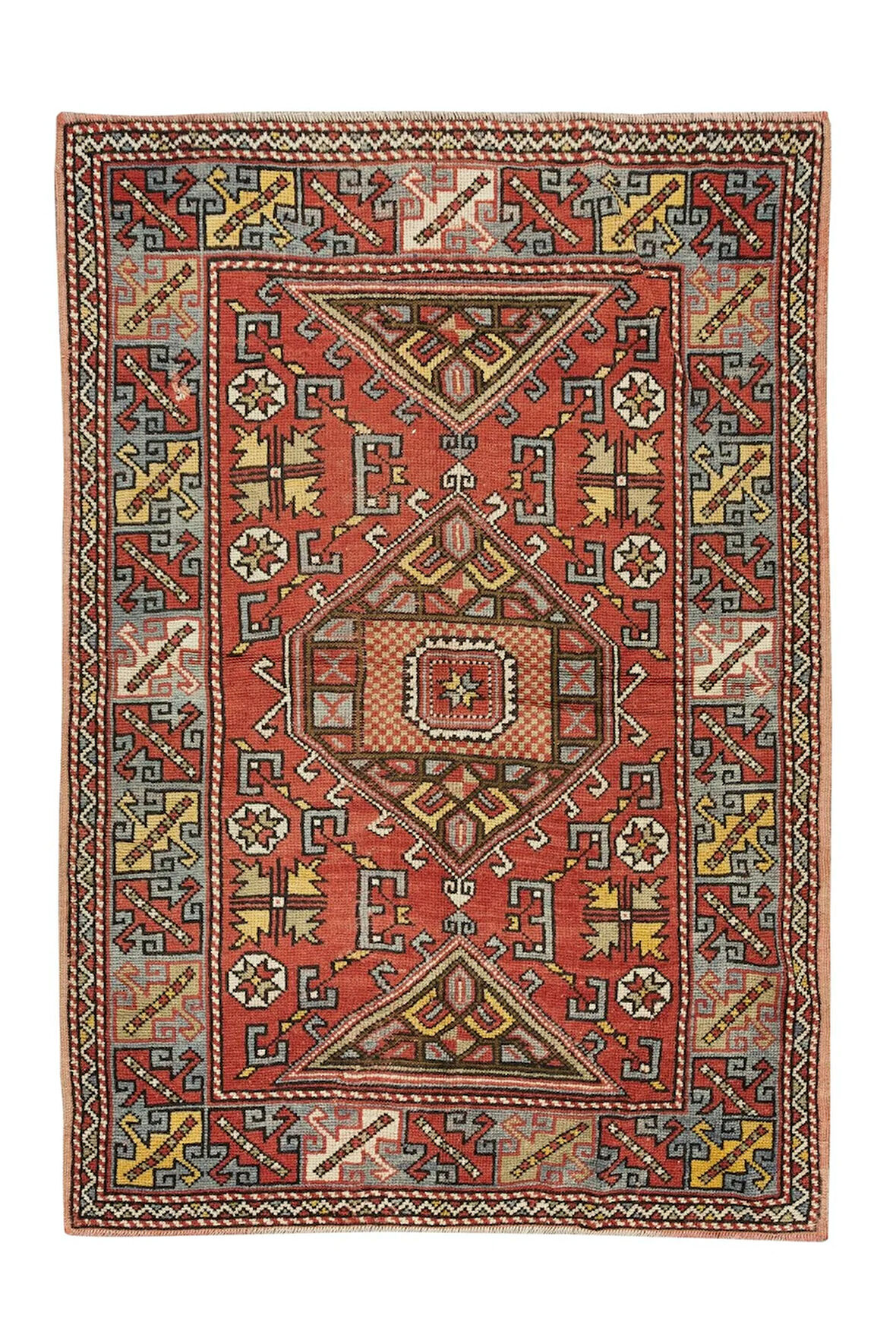 125x180 cm Yarı Antika Alan Halısı, Otantik El Dokuma Halı, Eski Halı
