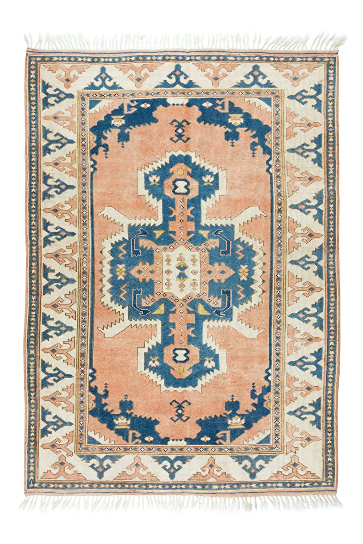 159x232 cm Çağdaş El Yapımı Alan Halısı. %100 Yün, Doğal Boyalı, Modern Geometrik Desenli Halı