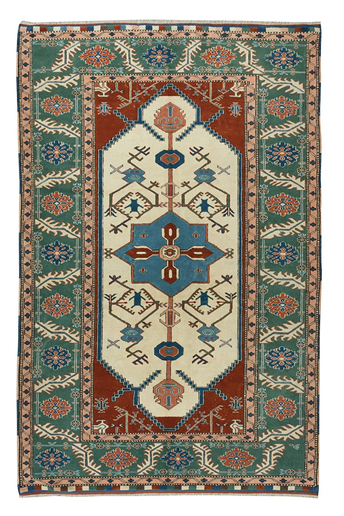 170x270 cm Geometrik Tasarım Halı, Otantik El Yapımı Alan Halısı, %100 Yün
