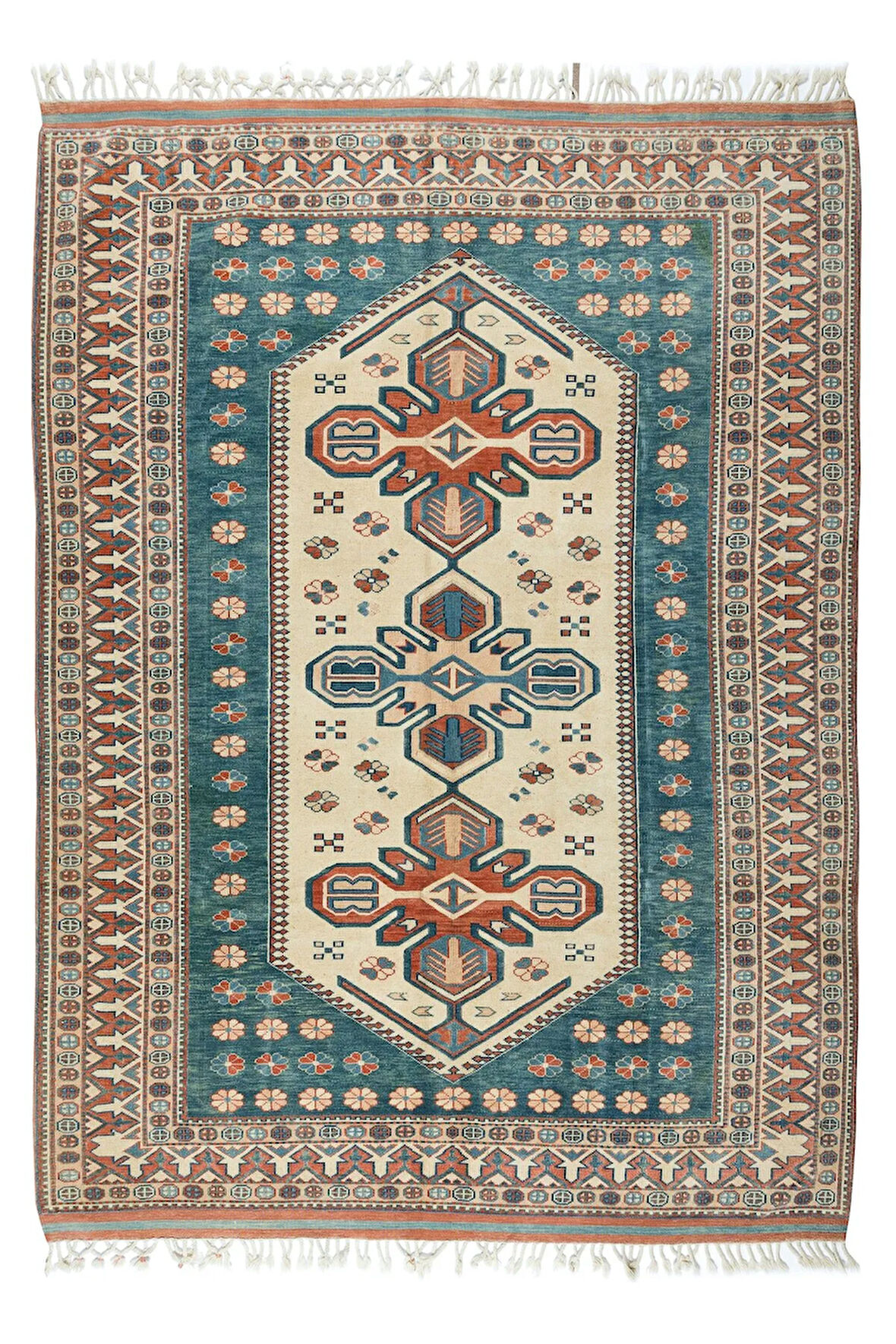 209x281 cm El Yapımı Çağdaş Alan Halısı, Geometrik Anadolu Halısı, %100 Yün