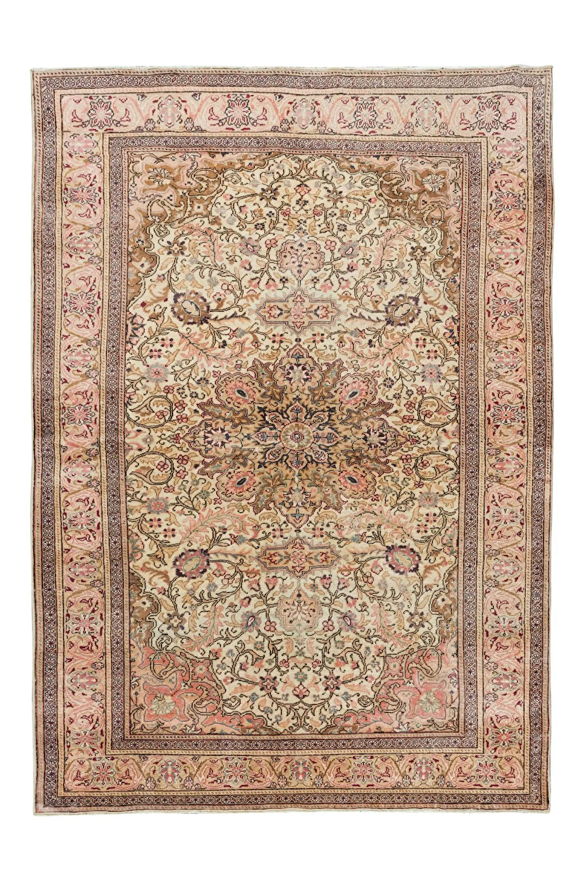143x212 cm Madalyon Desenli Modern El Yapımı Alan Halısı, %100 Yün