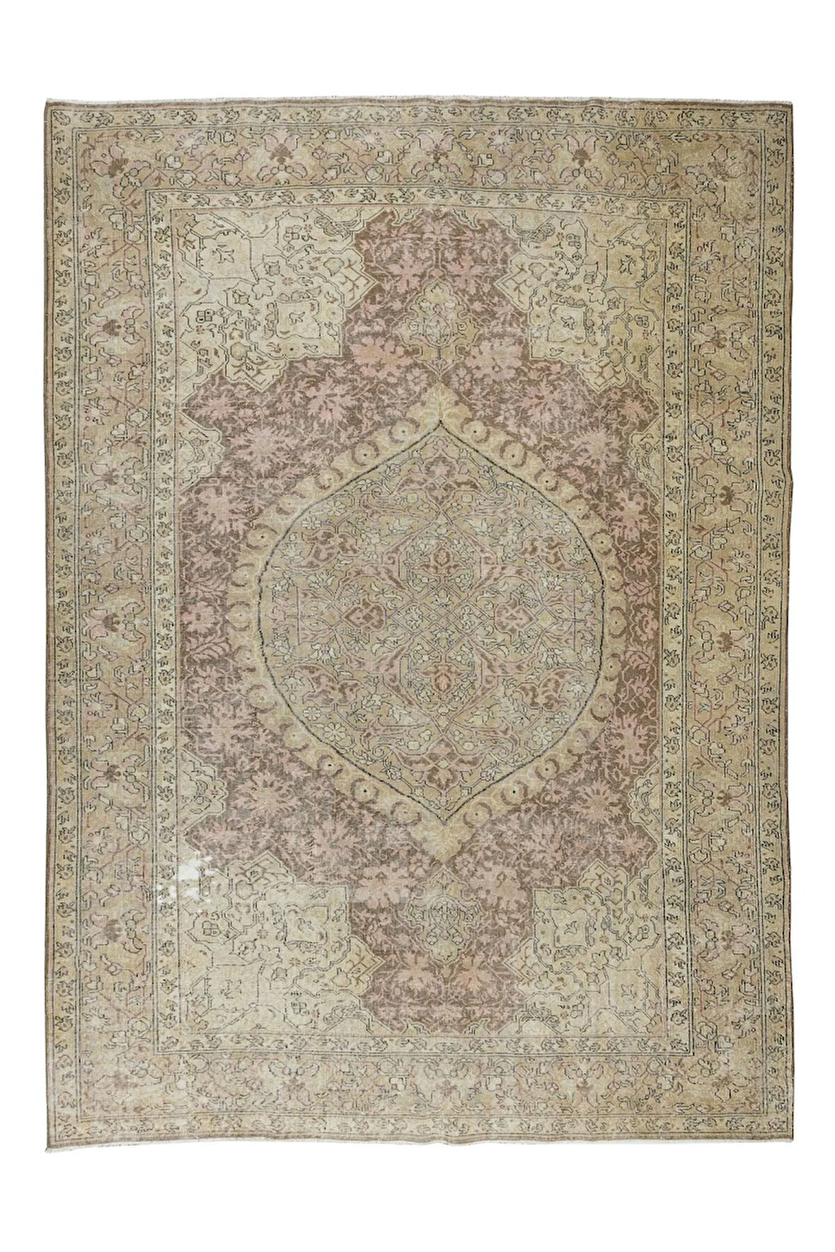 245x342 cm Türünün Tek Örneği Eşsiz El Düğümlü Yün Alan Halısı, Eski Türk Halısı