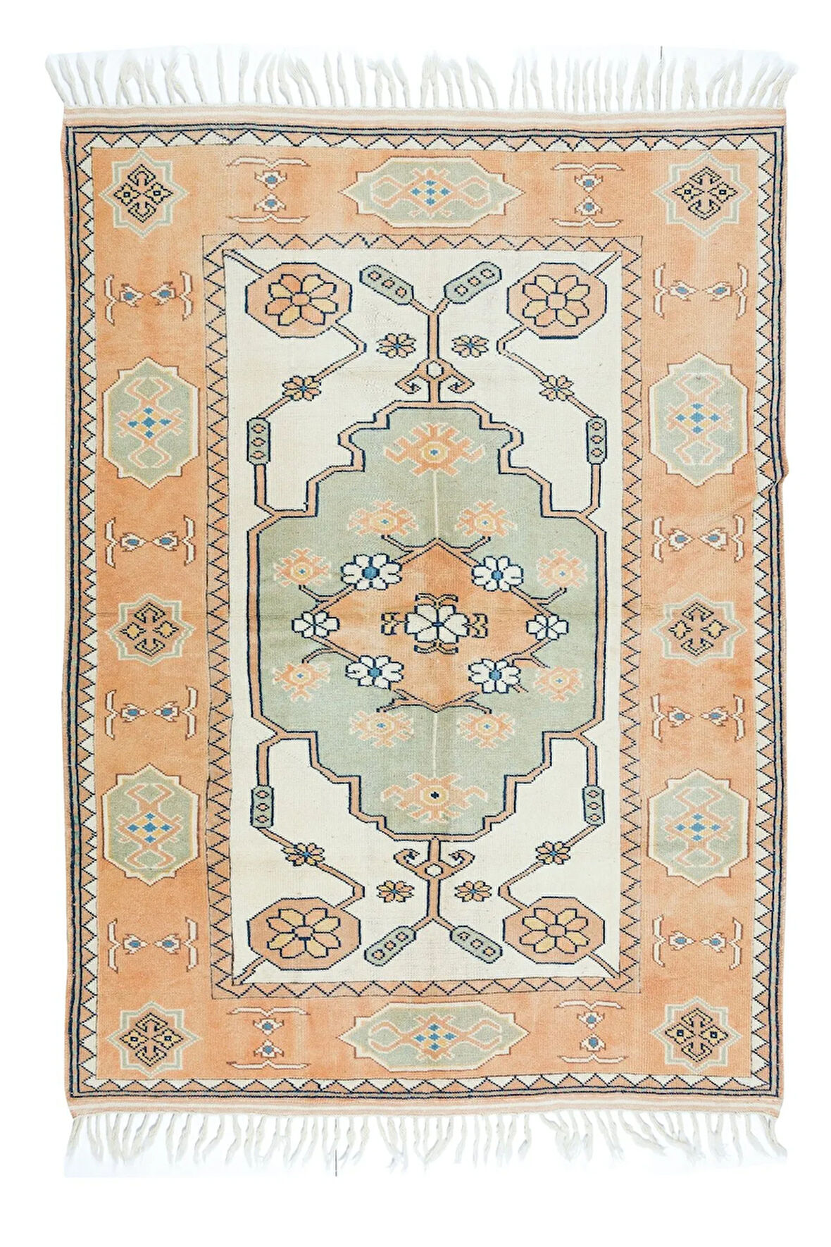 155x216 cm Modern El Düğümlü Geometrik Alan Halısı, Ofis ve Ev Dekorasyonu için, %100 Yün
