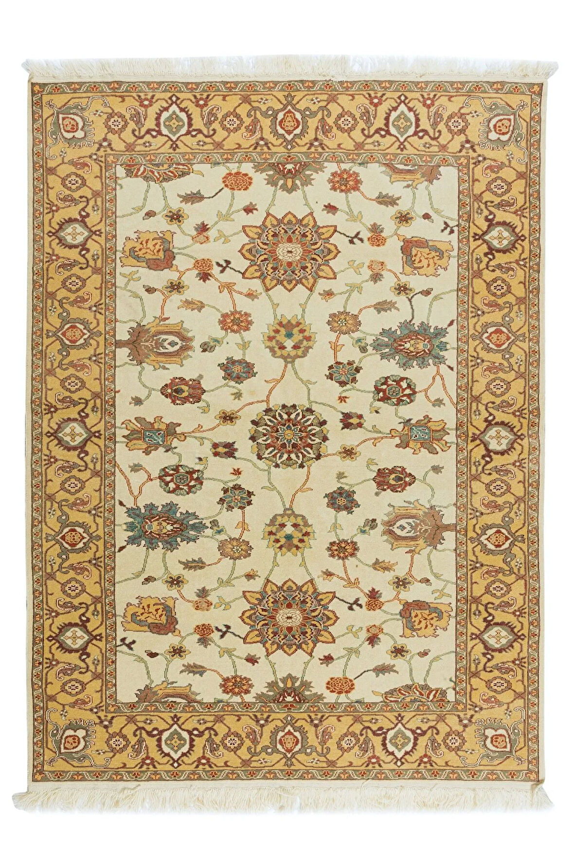 171x238 cm El Düğümlü Çiçekli Halı, Otantik Halı, %100 Yün, Eski El Yapımı Halı
