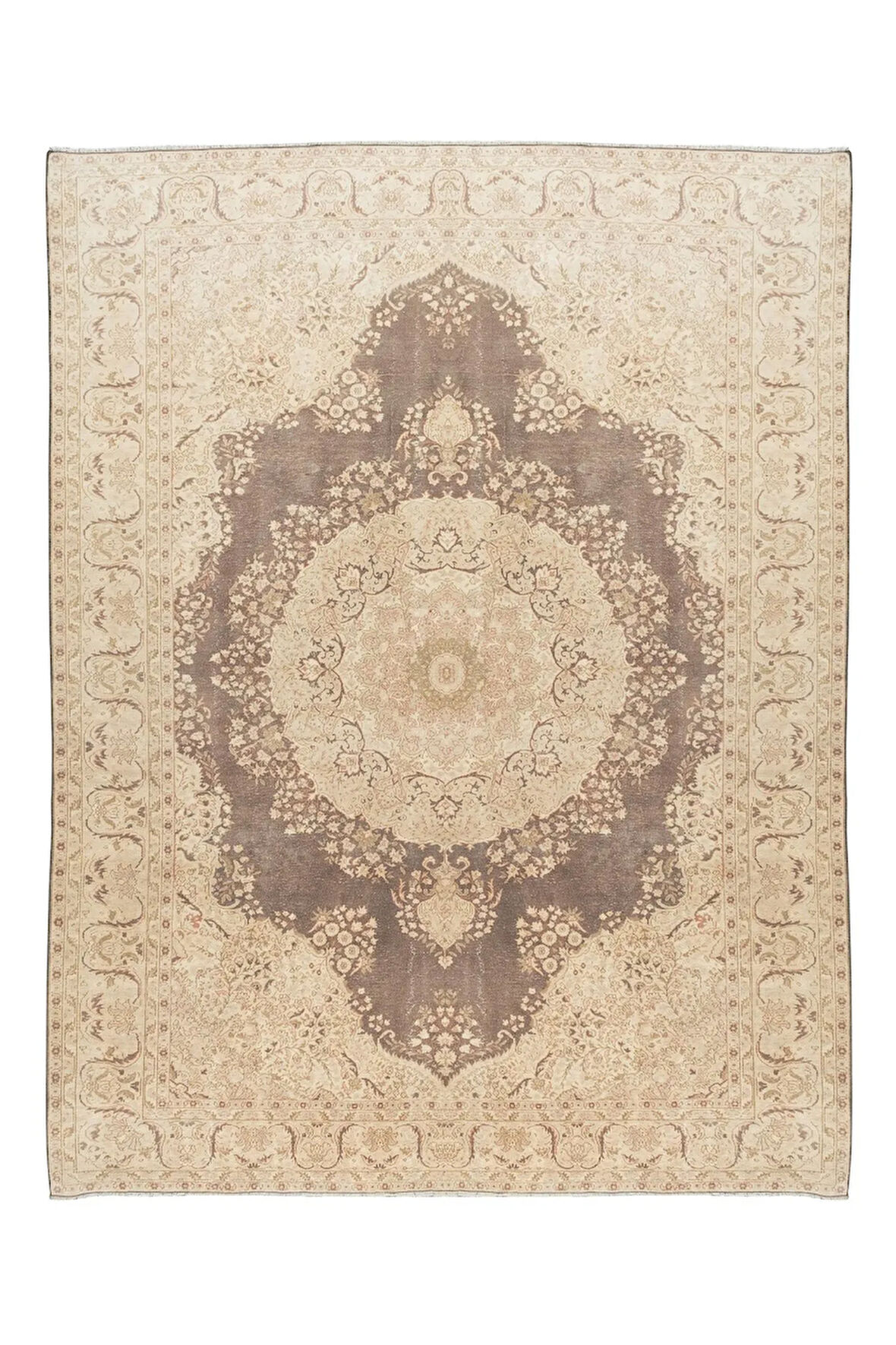 242x332 cm Türünün Tek Örneği Eşsiz El Yapımı Uşak Alan Halısı, Eski Güneşte Soldurulmuş Halı
