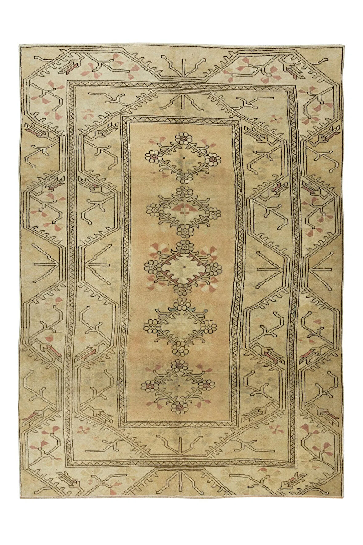 180x265 cm El Düğümlü Eski Türk Milas Halısı, %100 Yün, Türünün Tek Örneği Benzersiz Halı