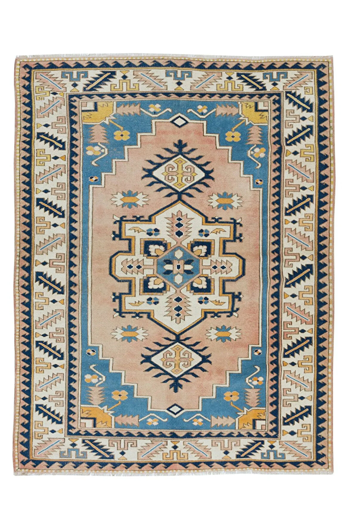 165x221 cm Çağdaş El Yapımı Geometrik Desenli Ofis ve Ev Dekoru Halı, %100 Yün