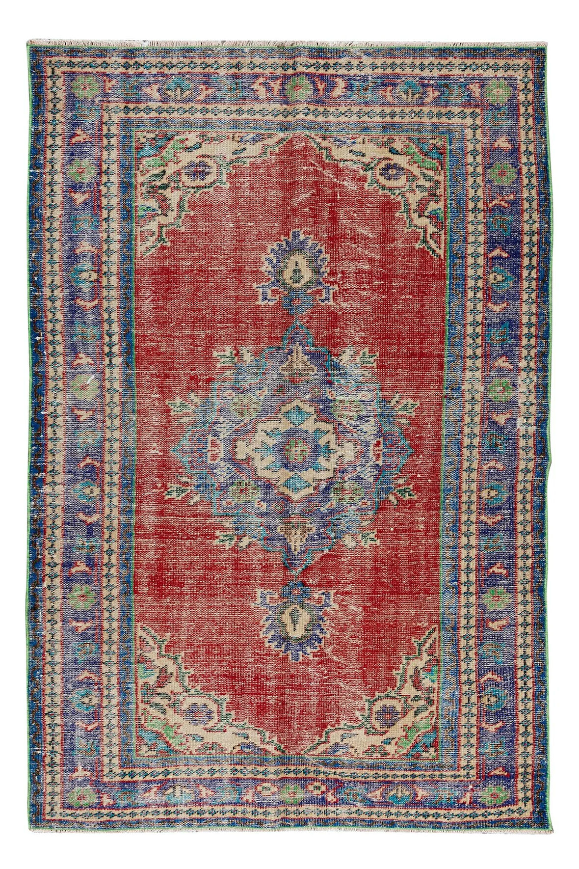 152x230 cm Madalyon Tasarımlı Geleneksel Eski El Düğümlü Yünlü Alan Halısı