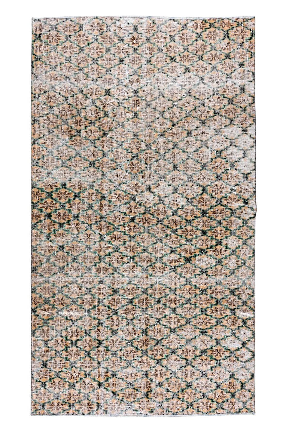 160x270 cm Çiçek Desenli Eski El Düğümlü Yünlü Yer Halısı Ofis ve Ev Dekorasyonu için