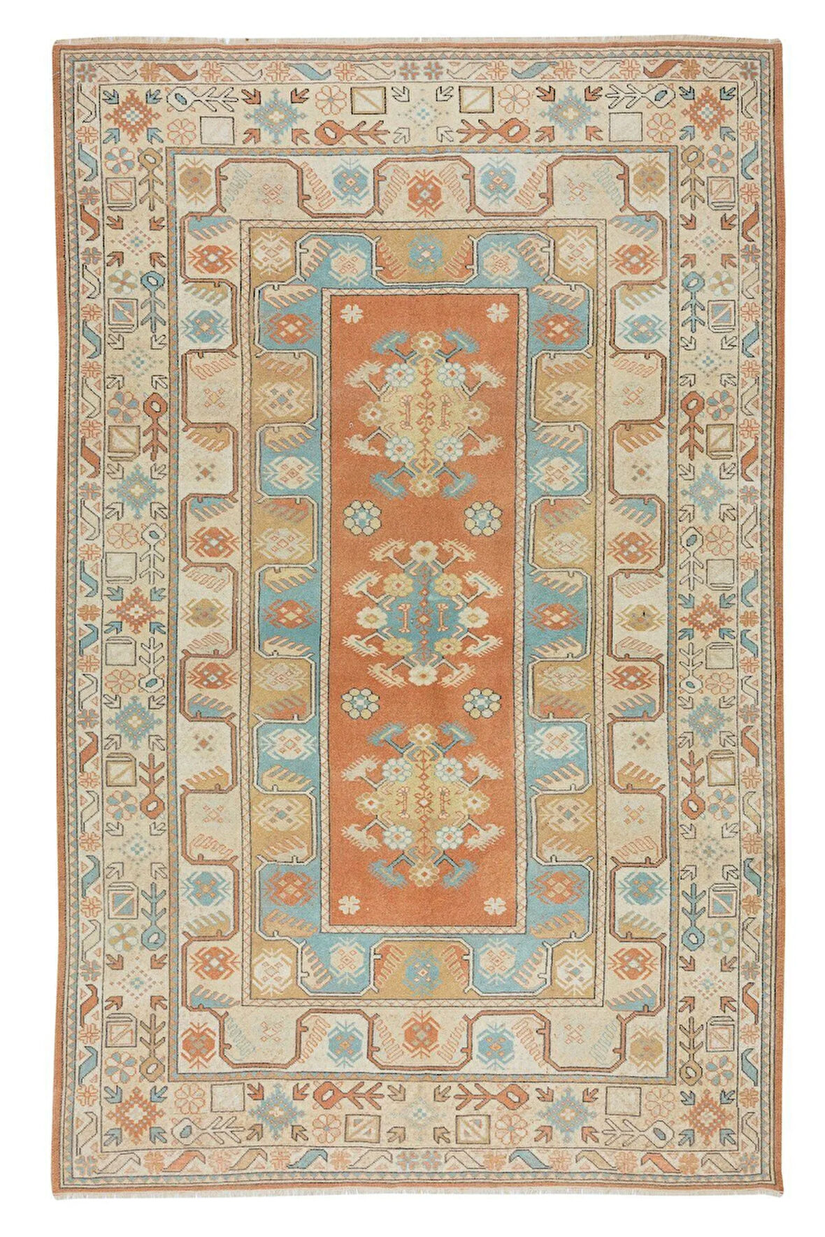 196x300 cm Muğla / Milas'tan Eski El Yapımı Alan Halısı, %100 Yünden Yapılmıştır