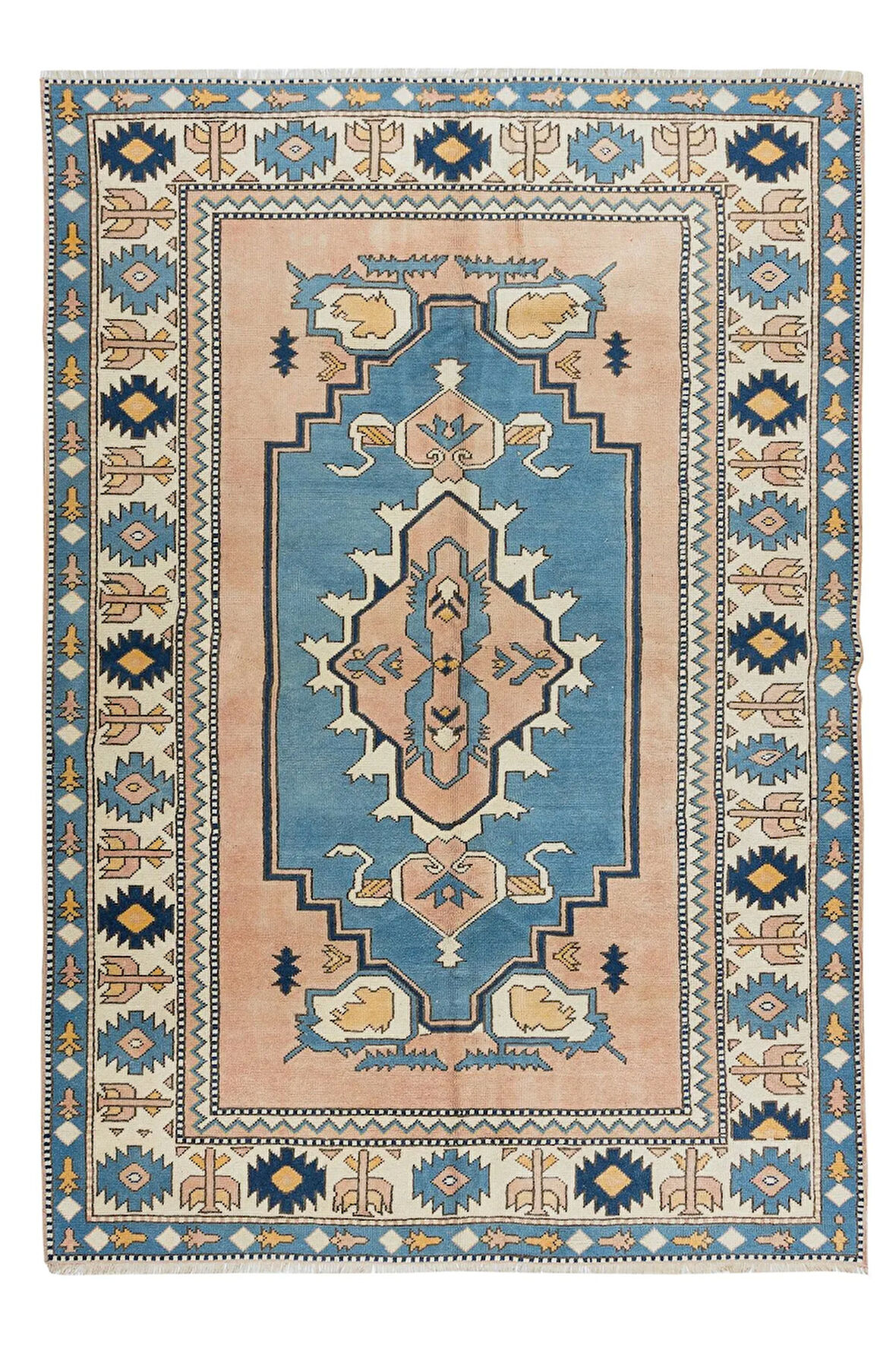 185x256 cm Ev Dekoru Alan Halısı, Modern El Yapımı Geometrik Desenli Halı, %100 Yün