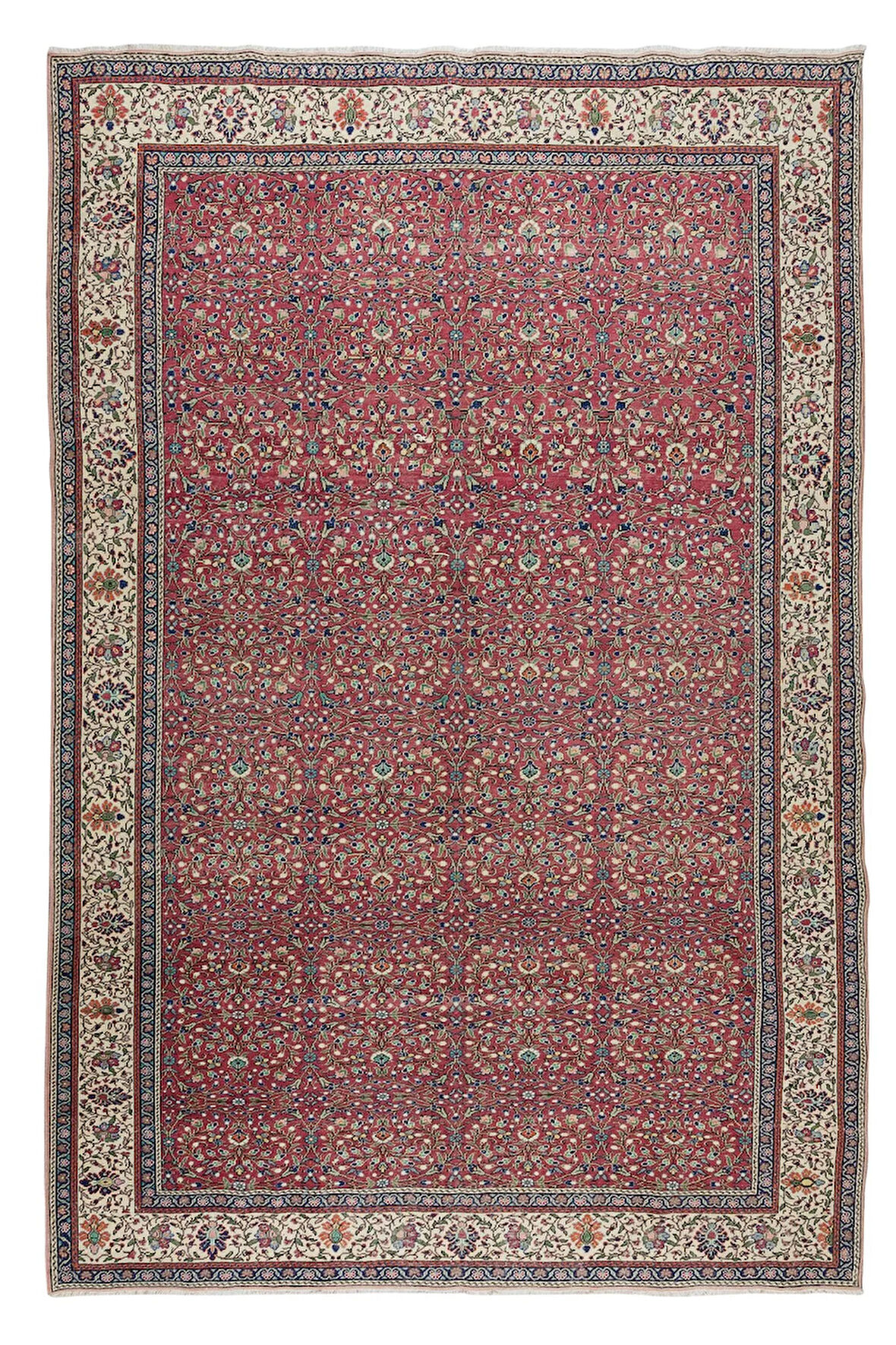 228x334 cm Benzersiz Geleneksel El Düğümlü Halı, Çiçek Desenli Eski Halı