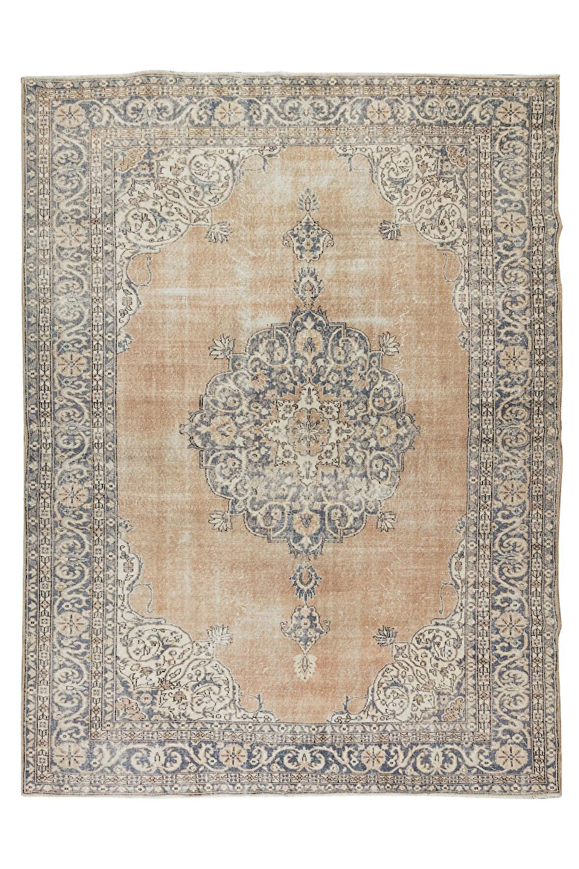 225x315 cm Madalyon Tasarımlı El Yapımı Eski Uşak Yünlü Alan Halısı