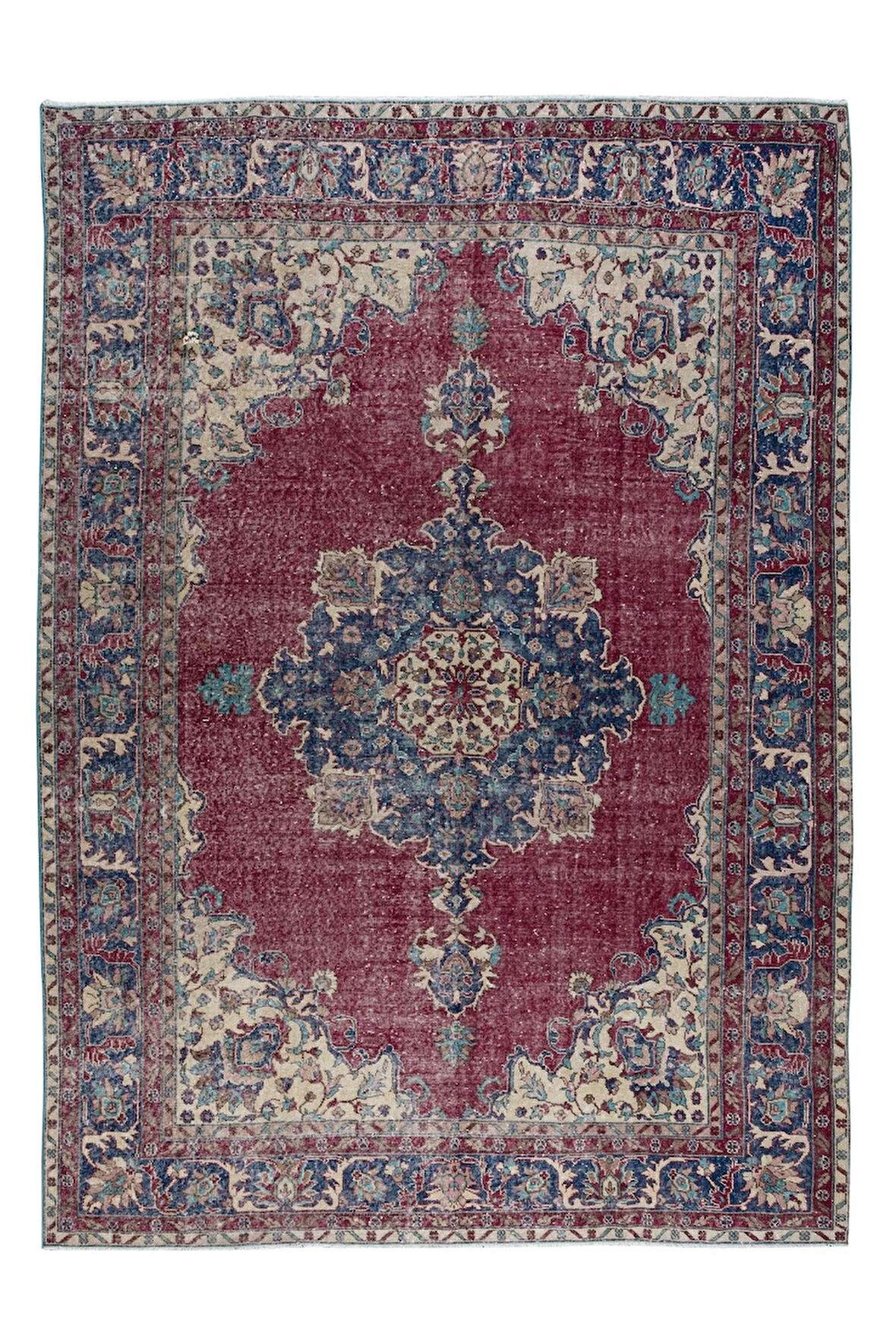 235x345 cm Madalyon Tasarımlı Olağanüstü Eski El Yapımı Alan Halısı