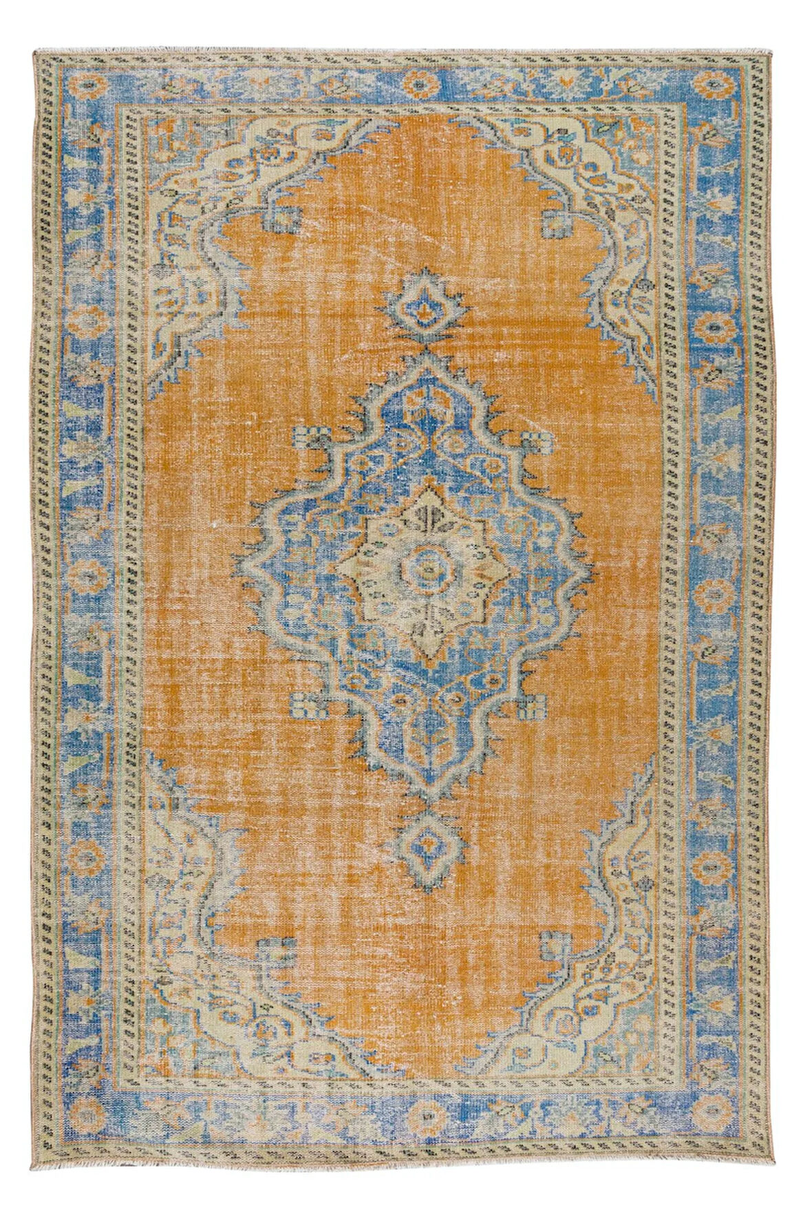 180x273 cm El Yapımı Yünlü Halı, Yüzyıl Ortası Madalyon Tasarımlı Geleneksel Halı