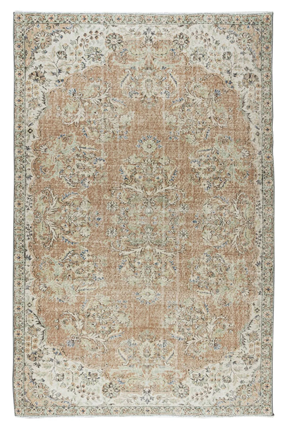 198x310 cm El Düğümlü Eski Anadolu Uşak Yün Bölge Halısı, Geleneksel 1960'lar Halı