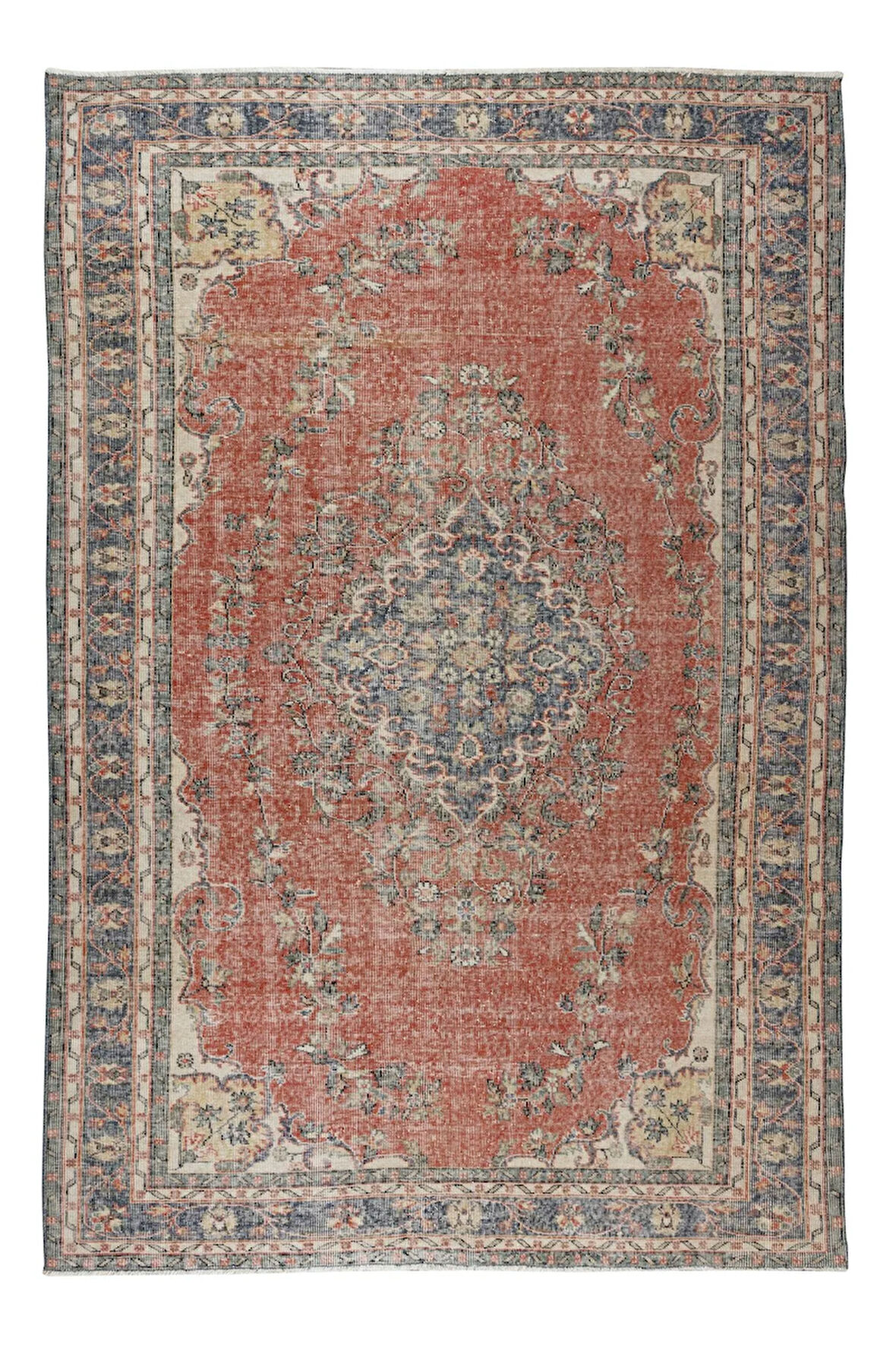 207x305 cm Oturma Odası Dekoru için Eski El Yapımı Halısı, Ev Dekoru Halı, Yün ve Pamuktan yapıldı