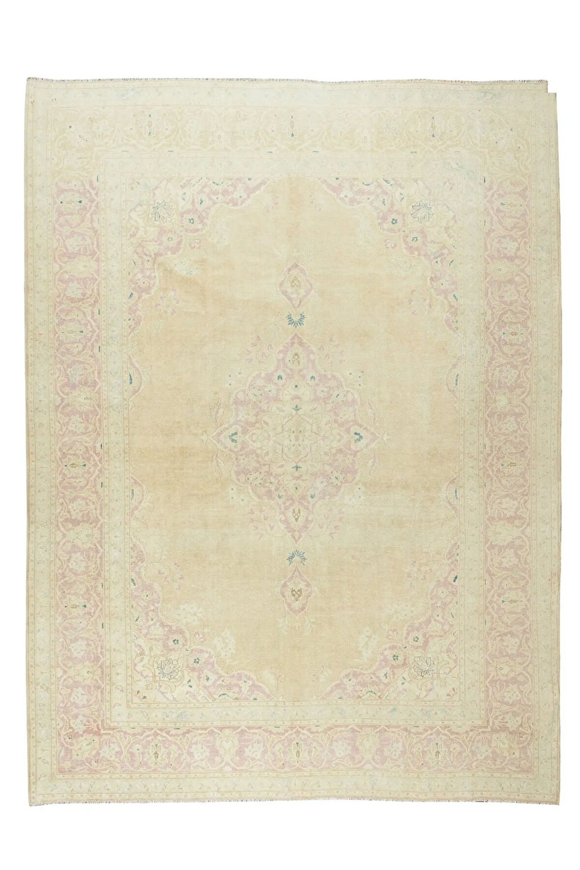 241x323 cm Eski El Düğümlü Halısı, Güneşte Soldurulmuş Yün Halı, Eşsiz Halı