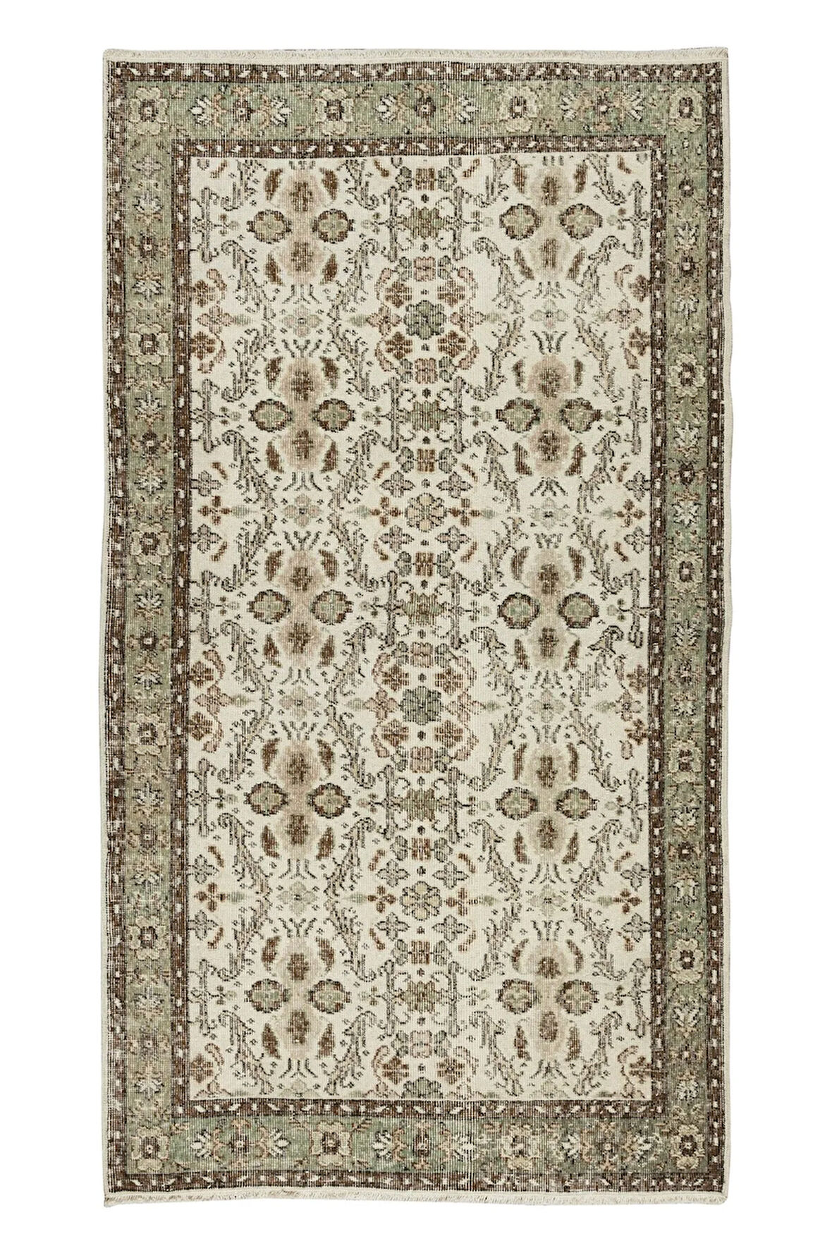 118x214 cm Eski El Yapımı Türkiye'de Yapılmış Halı, Çiçek Desenli Alan Halısı