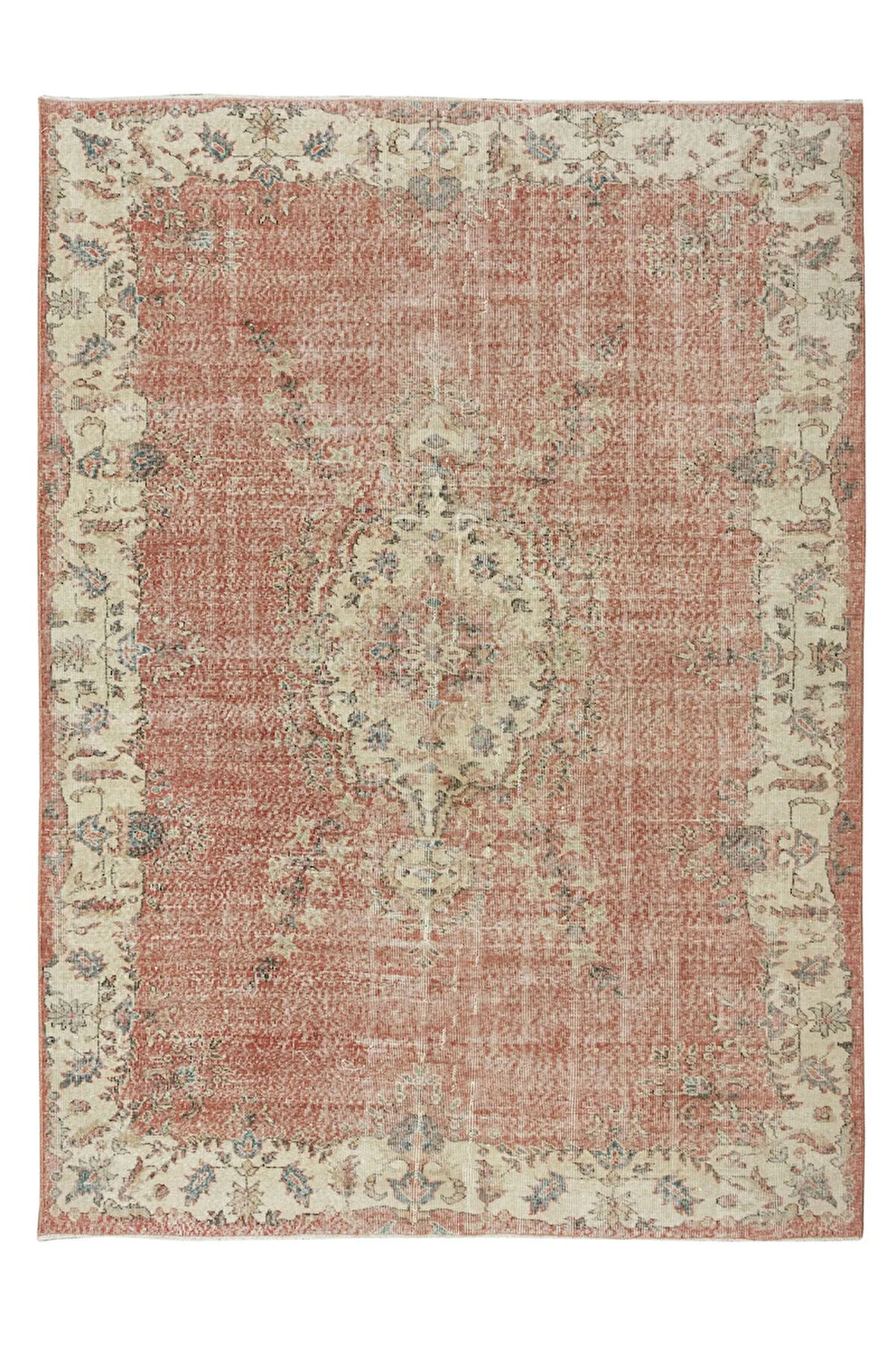 200x274 cm El Düğümlü Eski Anadolu Uşak Yün Bölge Halısı, Geleneksel 1960'lar Halı