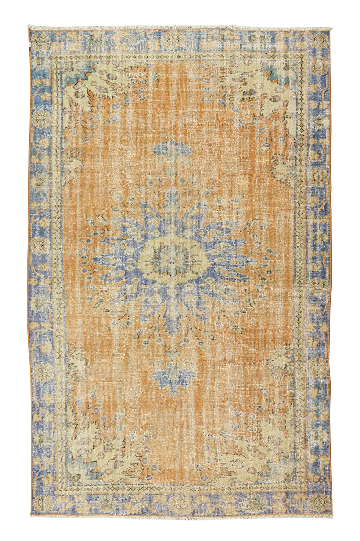 175x273 cm Madalyon Desenli El Düğümlü Eski Türk Uşak Halısı