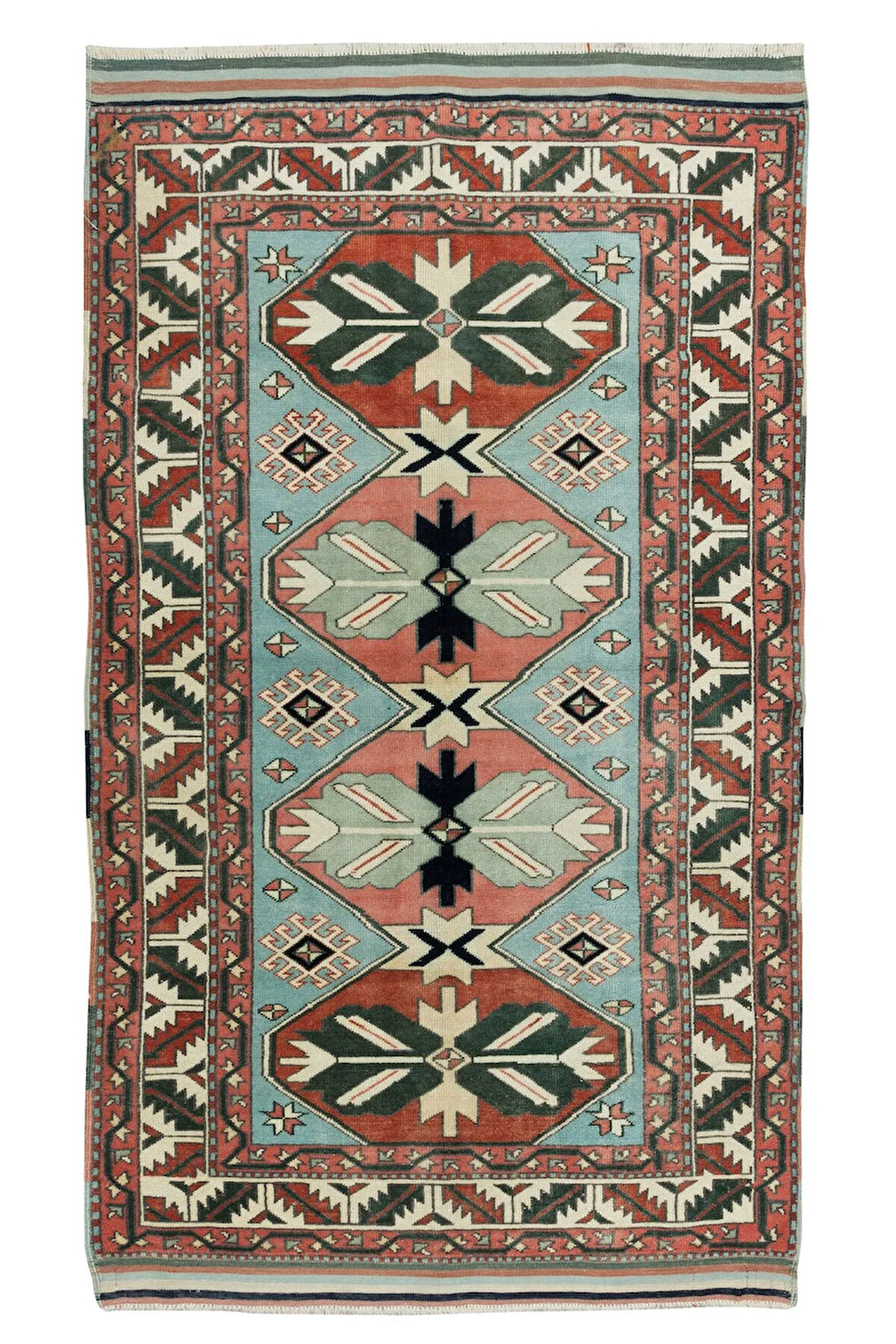 105x176 cm El Yapımı Geometrik Desenli Halı, %100 Yün, Modern Ev Dekoru Halı