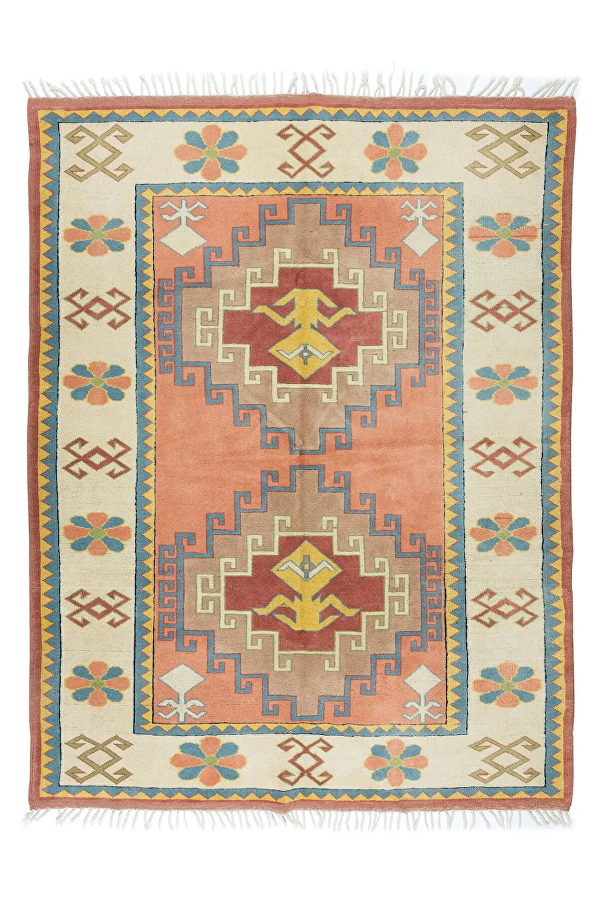 191x295 cm El Yapımı Geometrik Desenli Alan Halısı, Modern Oturma Odası Halısı, %100 Yün