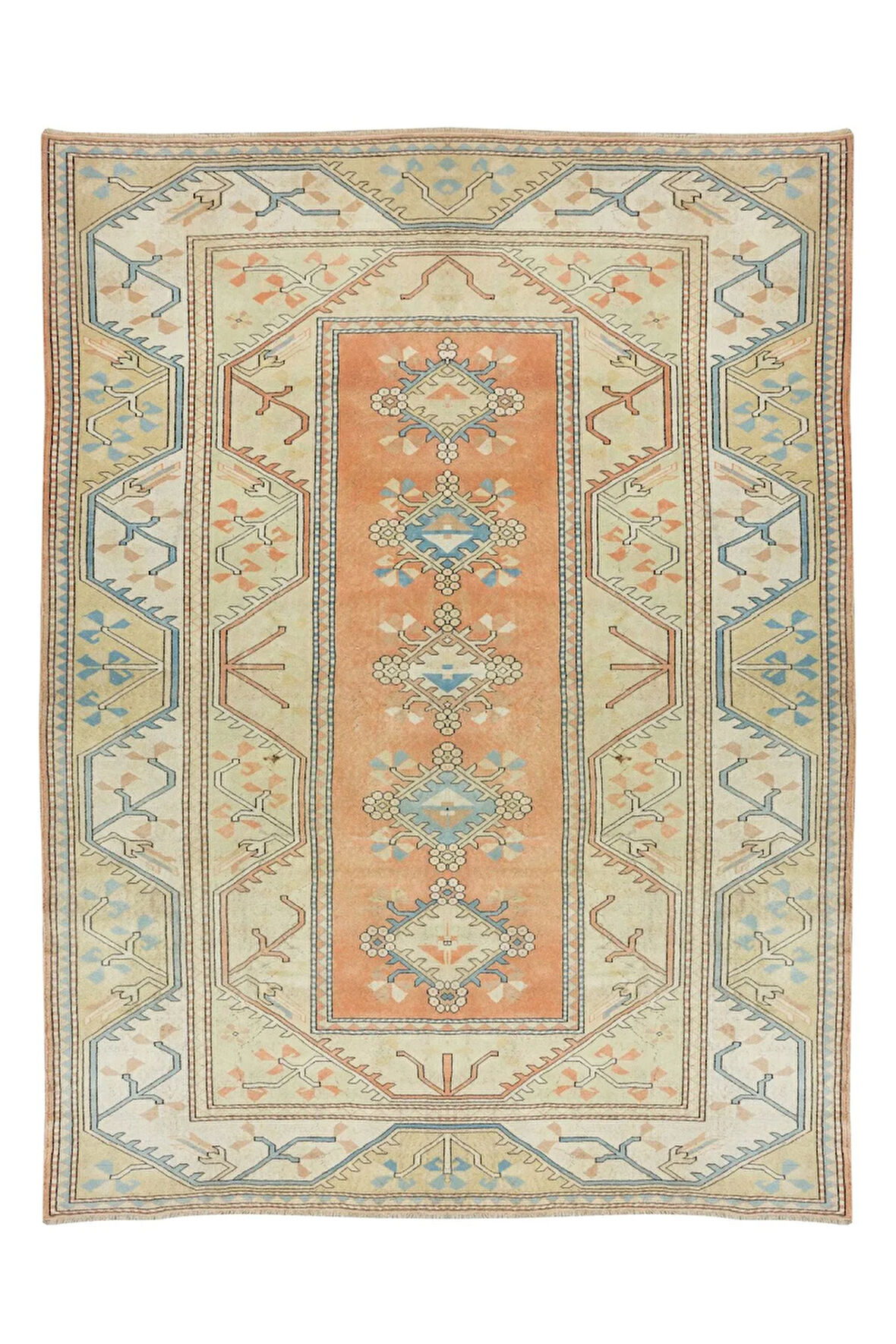 254x366 cm Türkiye'den El Düğümlü Eski Büyük Yün Halı / Milas, %100 Yün