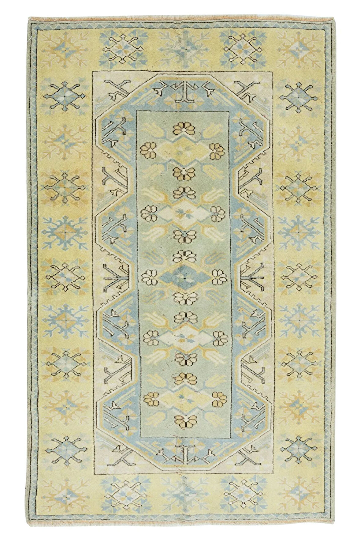 120x196 cm El Düğümlü Eski Türk Milas Halısı, %100 Yün, Eşsiz El Dokuma Halı