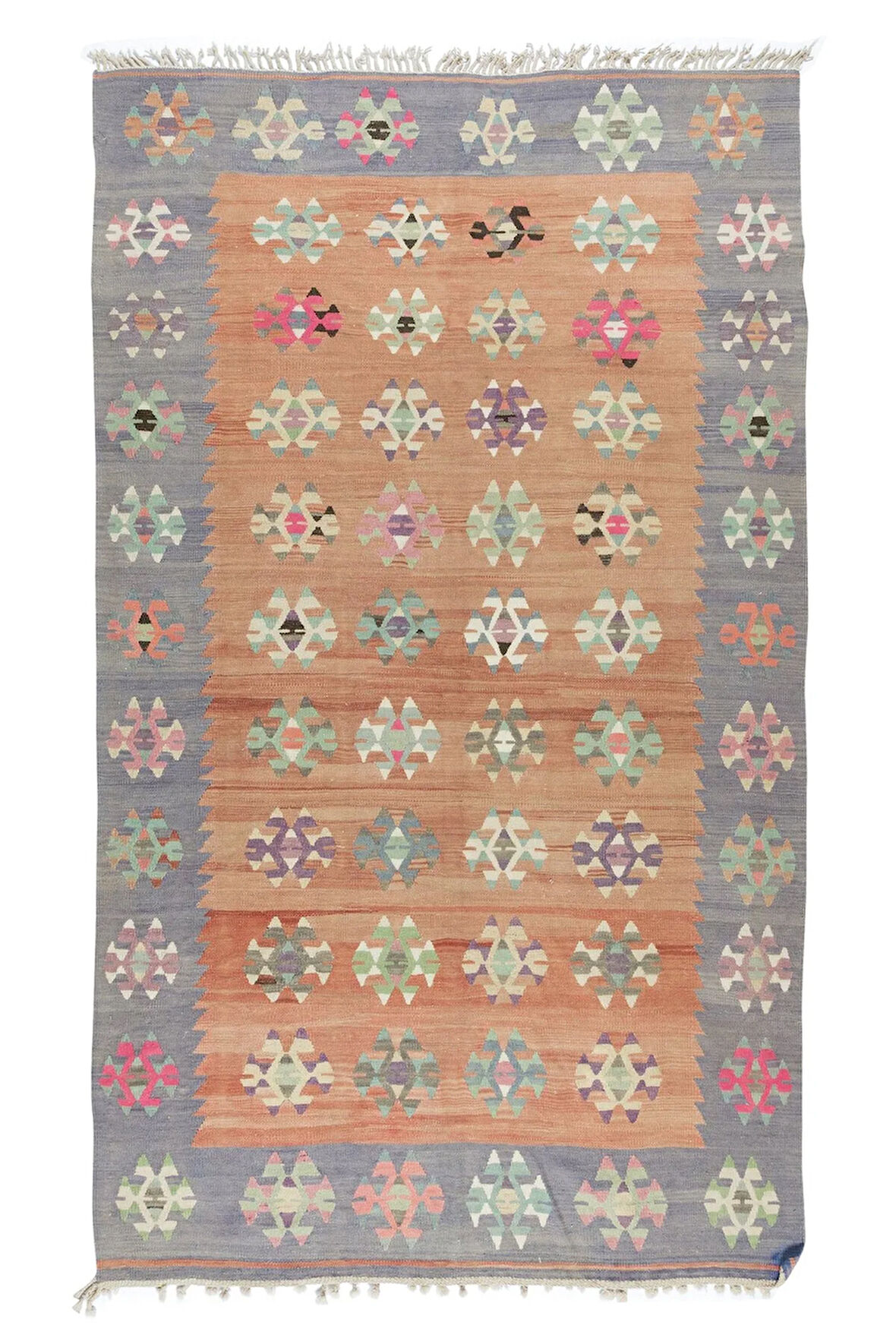 164x279 cm El Yapımı Eski Çok Renkli Kilim, Düz Dokuma Yün Zemin Kaplaması