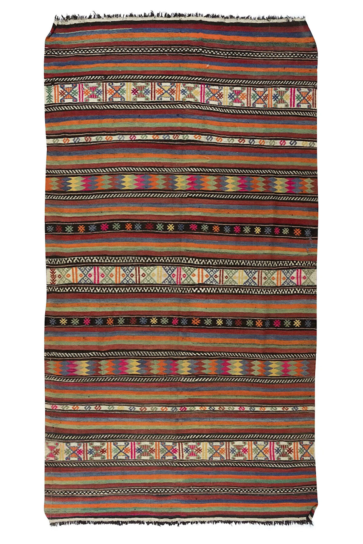 160x290 cm El Dokuması Yünden Yapılmış Kilim, Eski El Yapımı Türk Kilimi