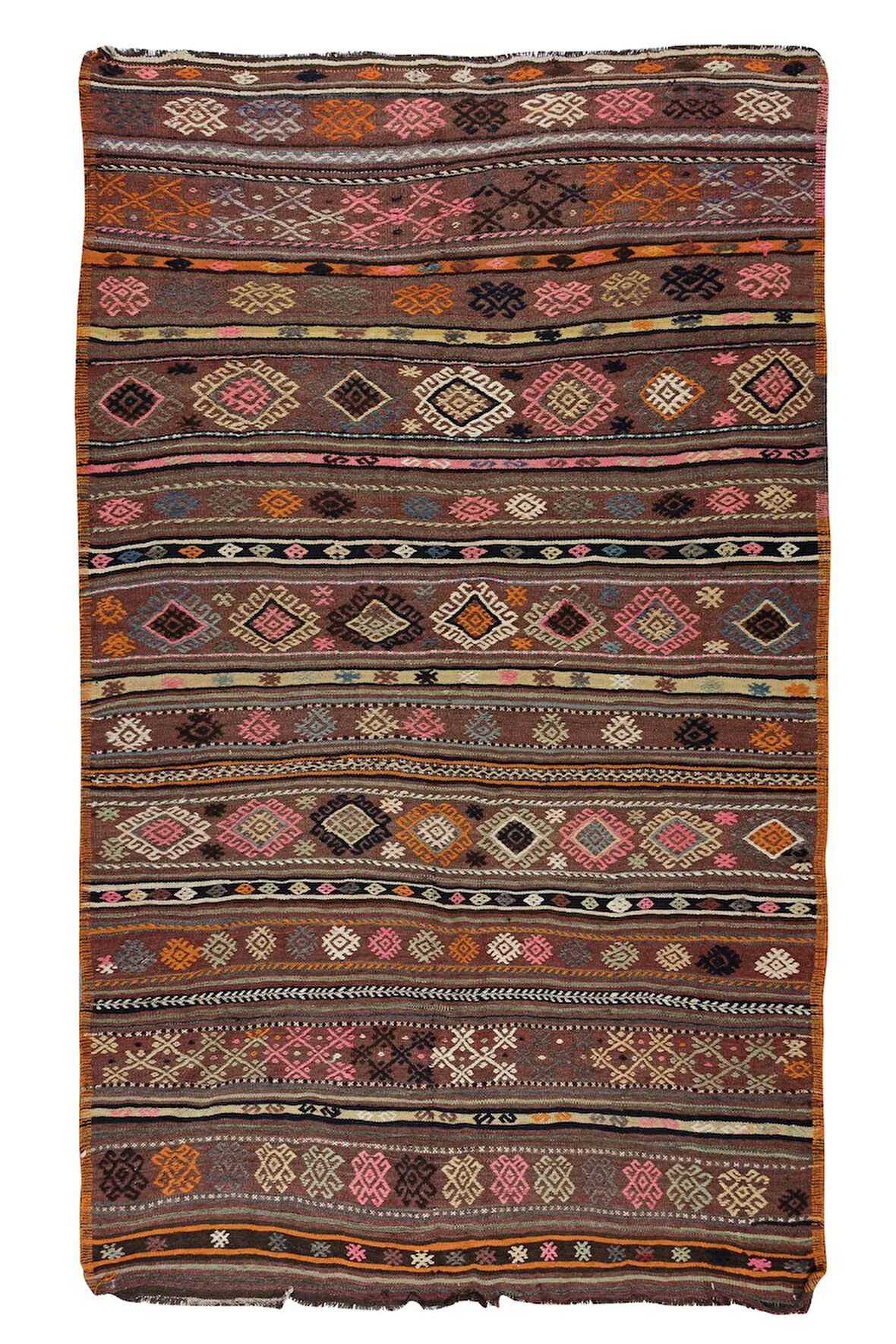 153x250 cm El Dokuması Eski Kilim. Düz Dokuma Tamamı Yün Kilim. Oturma Odası Kilimi