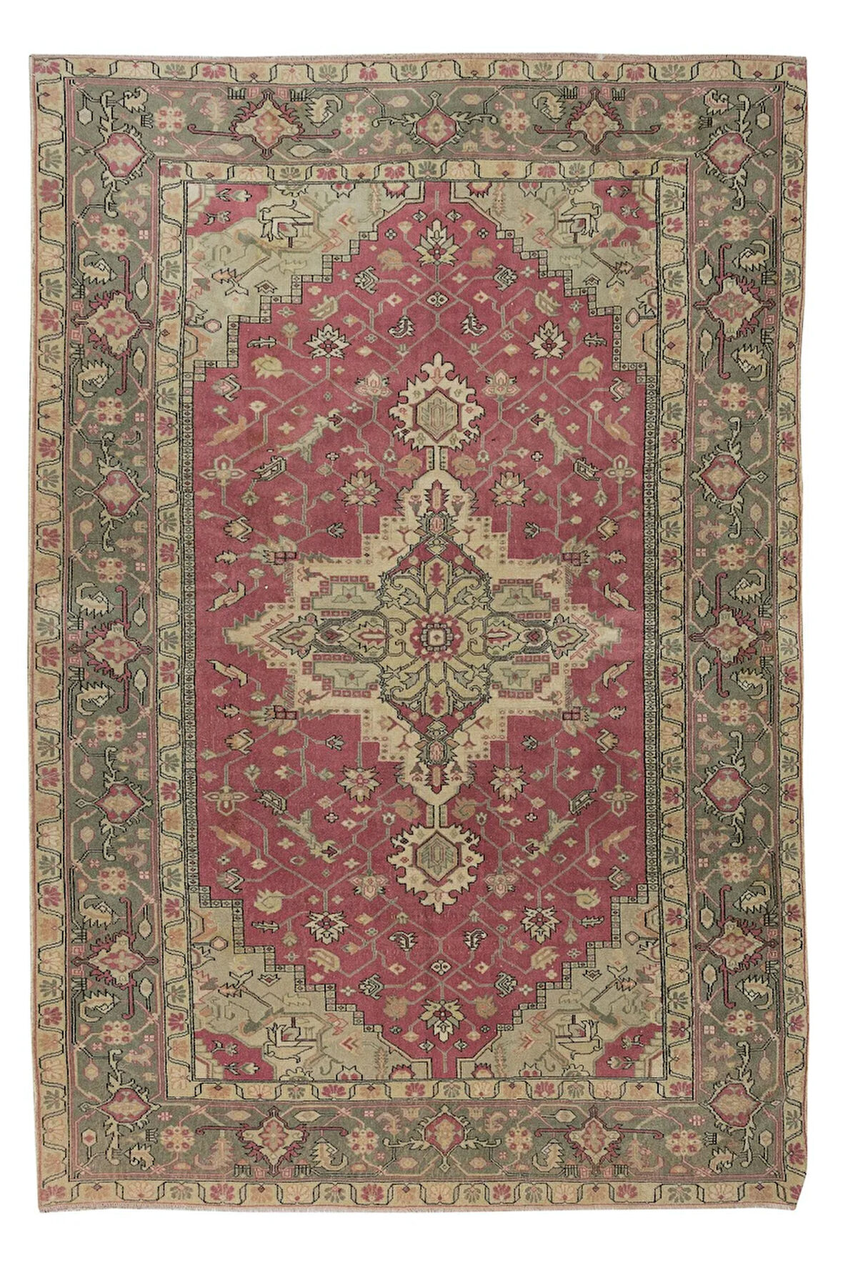 213x328 cm El Yapımı Çağdaş Alan Halısı, Madalyonlu Halı, %100 Yün
