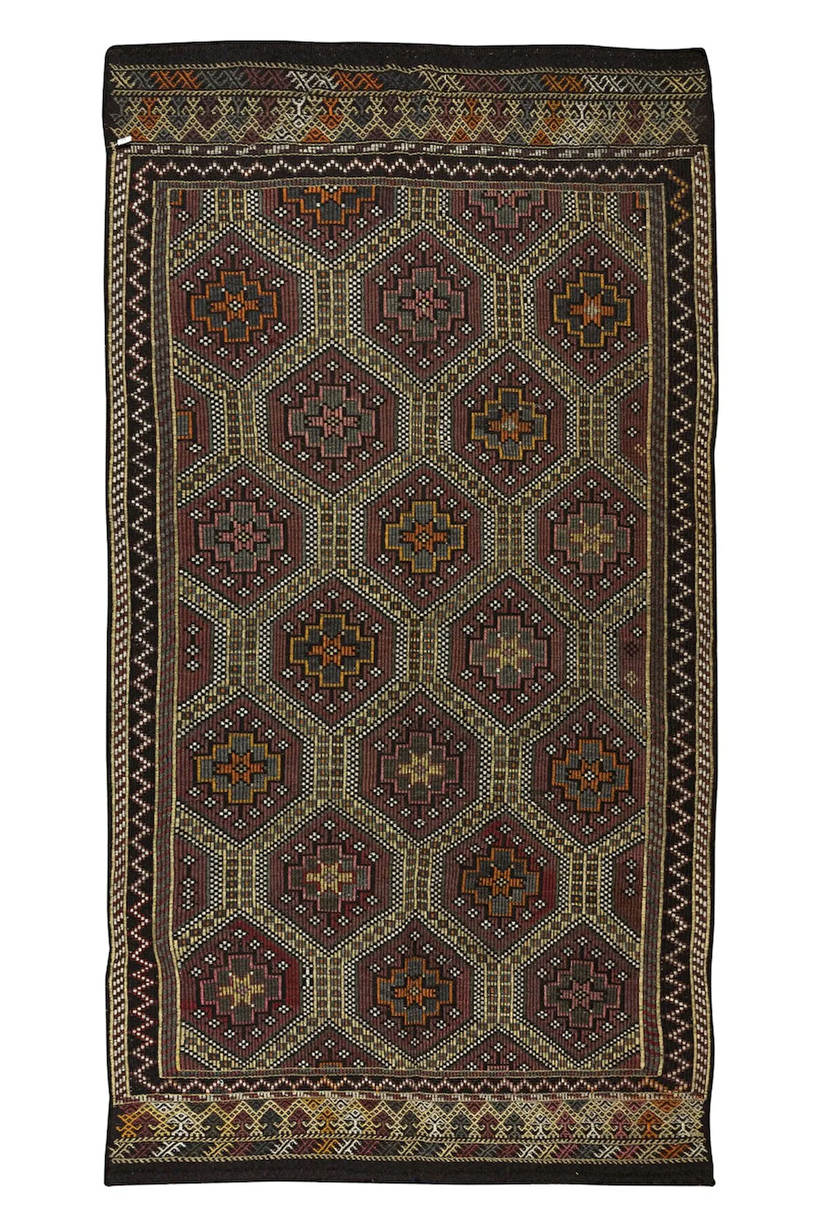166x313 cm Benzersiz Eski Dekoratif El Dokuması Cicim Kilim. %100 Yün. Jijim Kilim