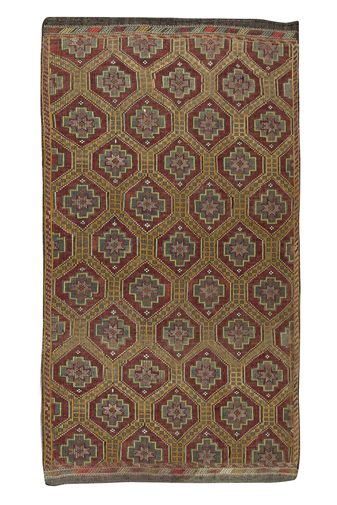 166x286 cm Benzersiz Eski Dekoratif El Dokuması Cicim Kilim. %100 Yün. Jijim Kilim