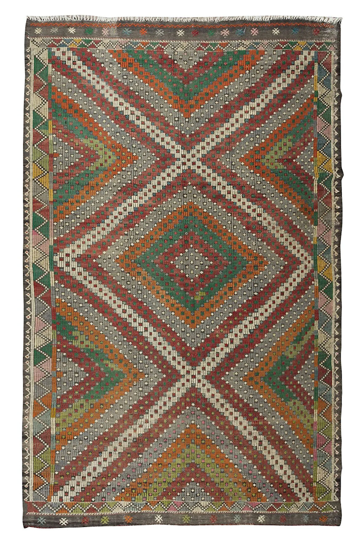178x280 cm Eski Dekoratif El Dokuması Cicim Kilim. %100 Yün. Jijim Kilim Halı