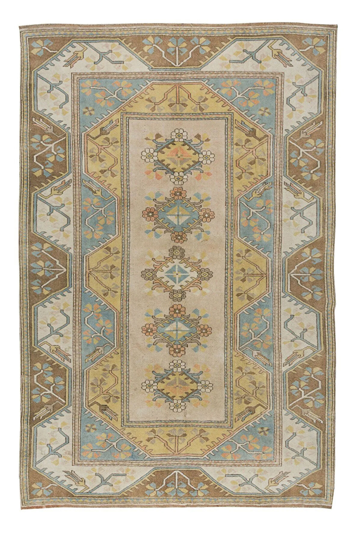 200x291 Cm Türk Milas Halısı, Modern Geometrik Desenli El Düğümlü Yün Halı