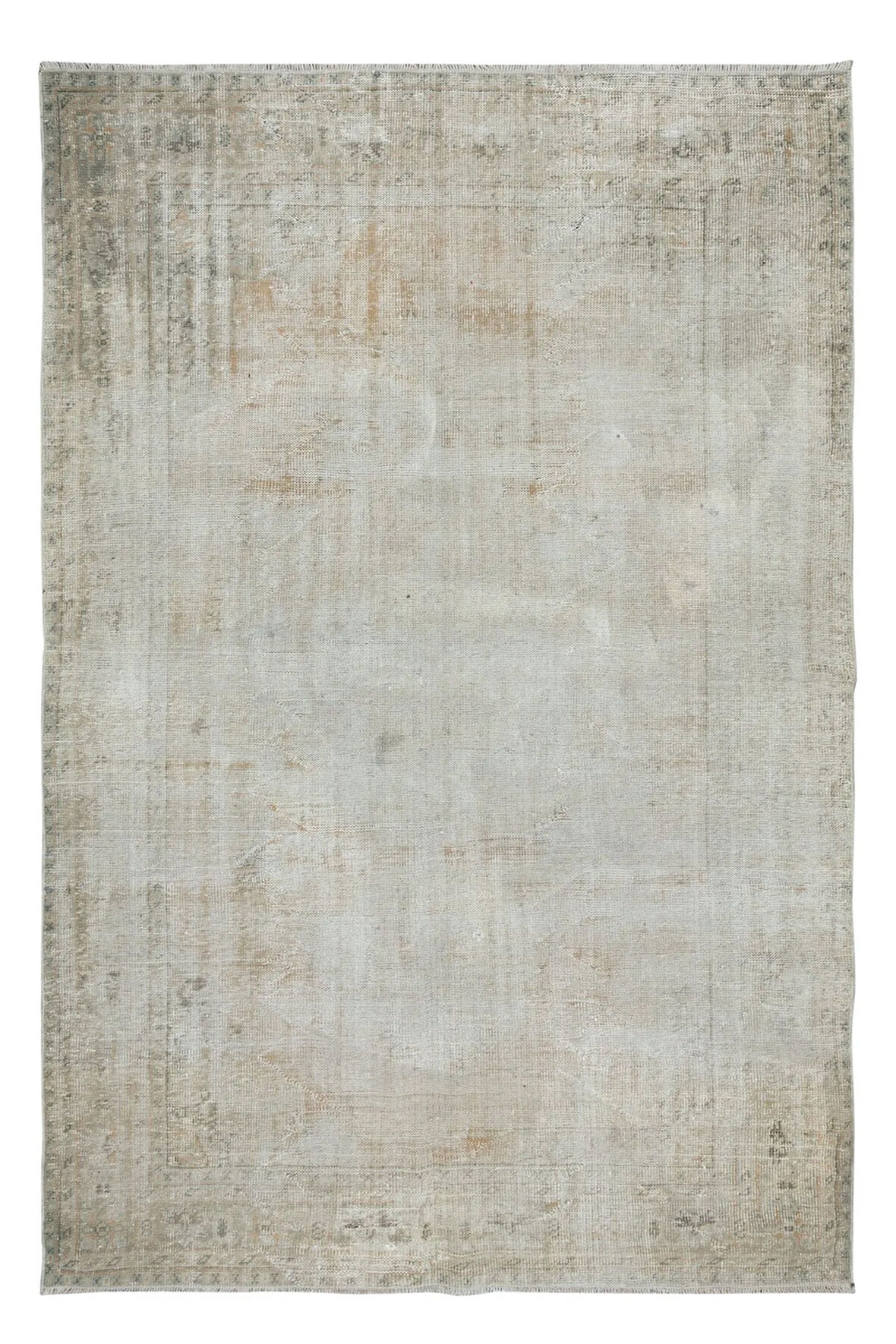 204x308 cm Güneş Solmuş Eski Halı, Bej El Yapımı Türk Halısı