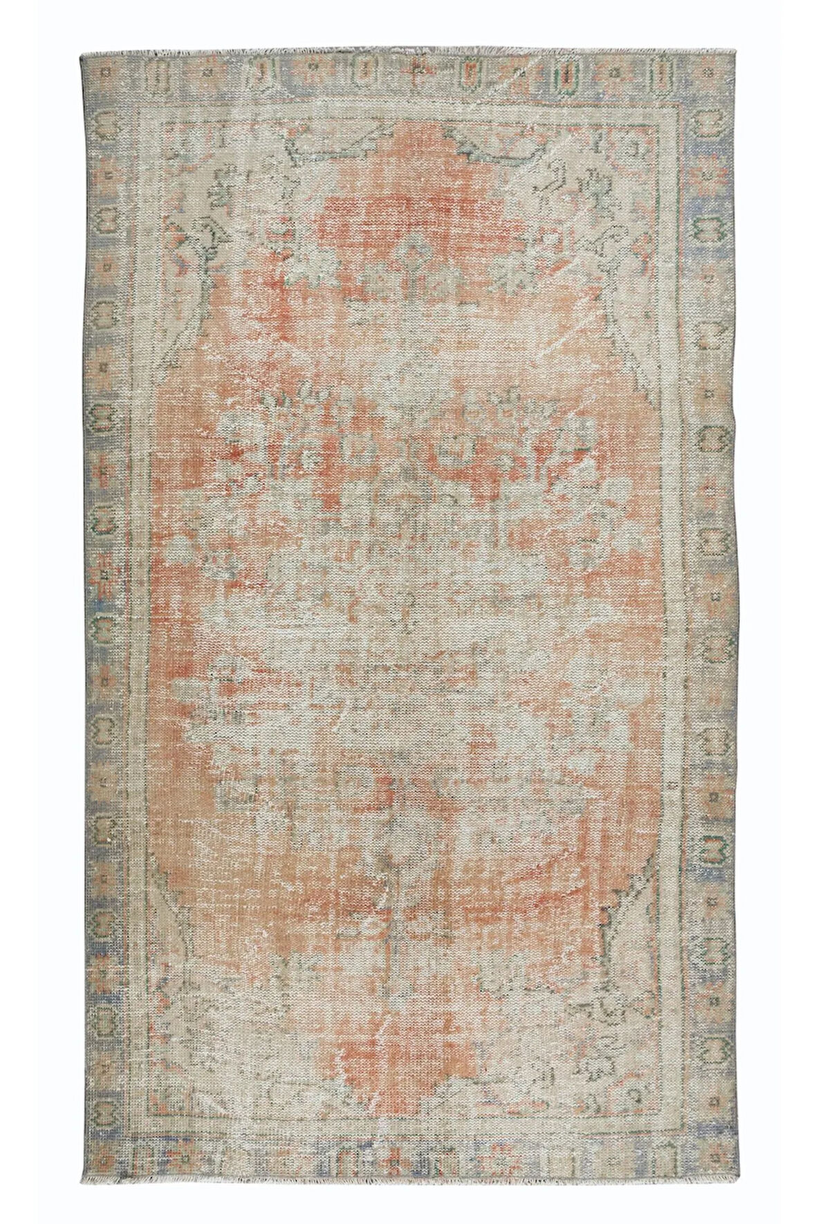 158x265 cm El Düğümlü Anadolu Halısı, 20'inci Yüzyılın ortalarından Eskitilmiş Halı