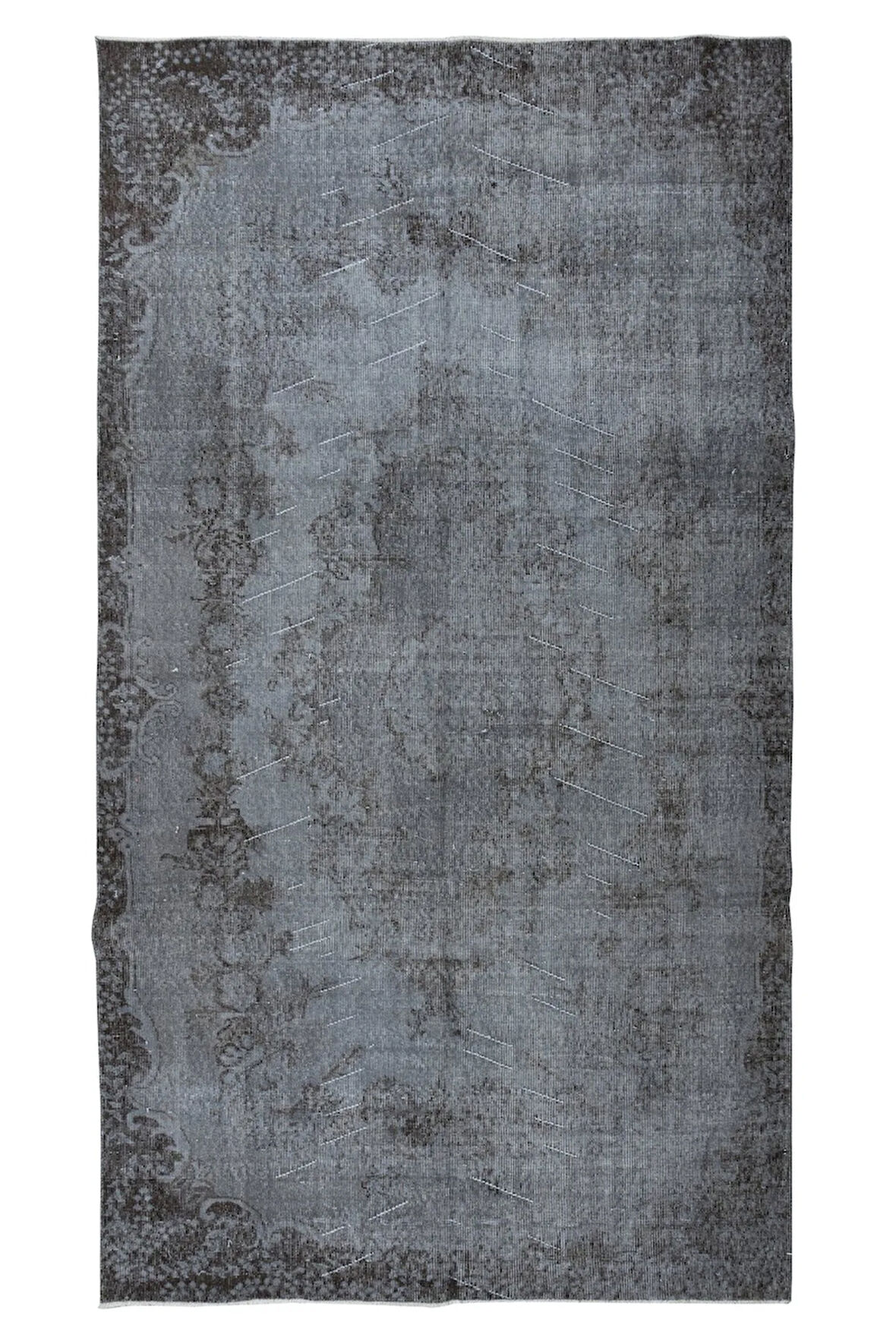 165x297 cm Eski El Yapımı Türk İşi Halı, El Dokuma Gri Halı